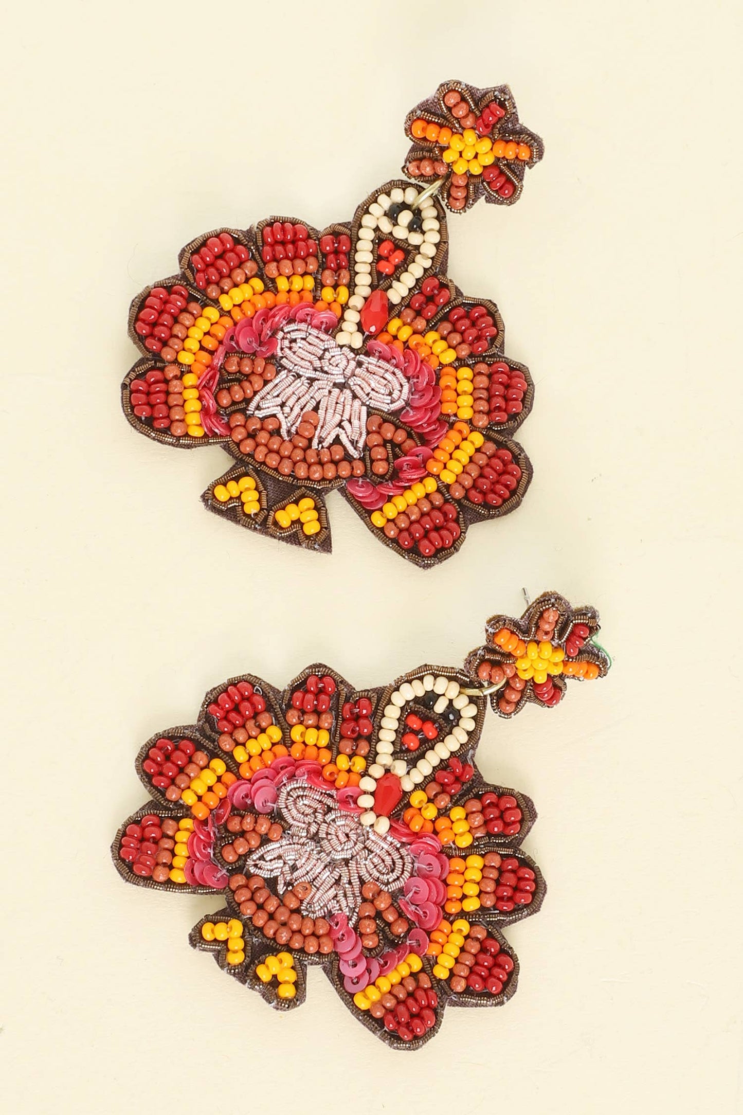 Thanksgiving Turkey Seed Bead Post Earrings