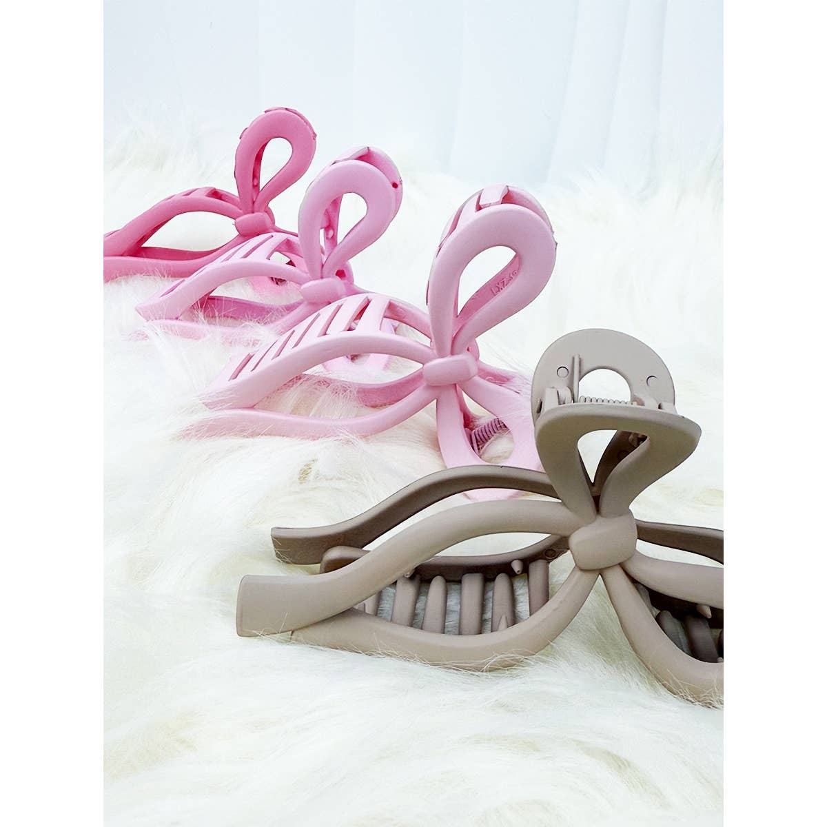 Assorted Pink and Taupe Shades of Bow Clip