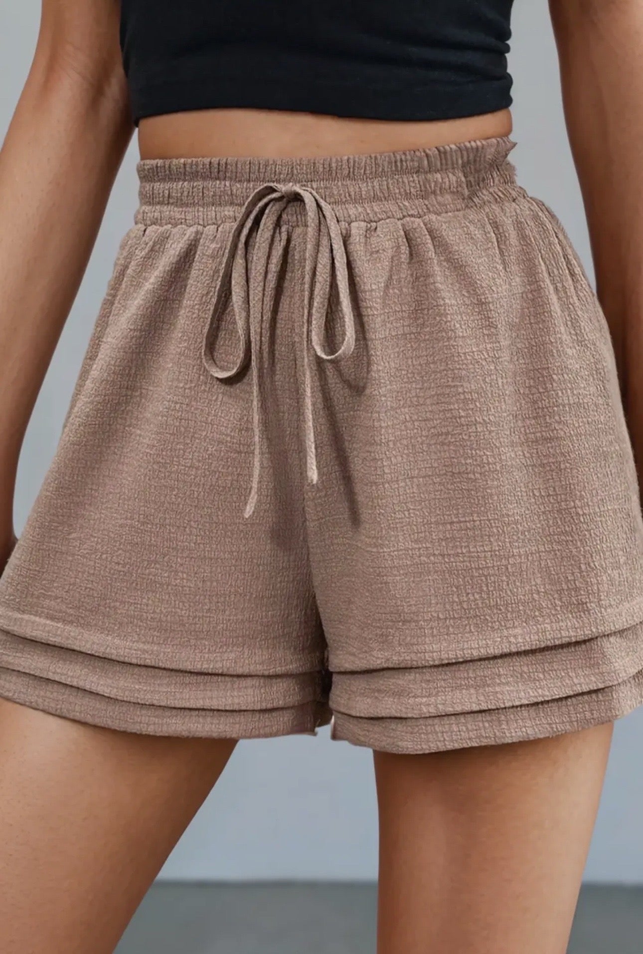 Tan Casual Tie Shorts