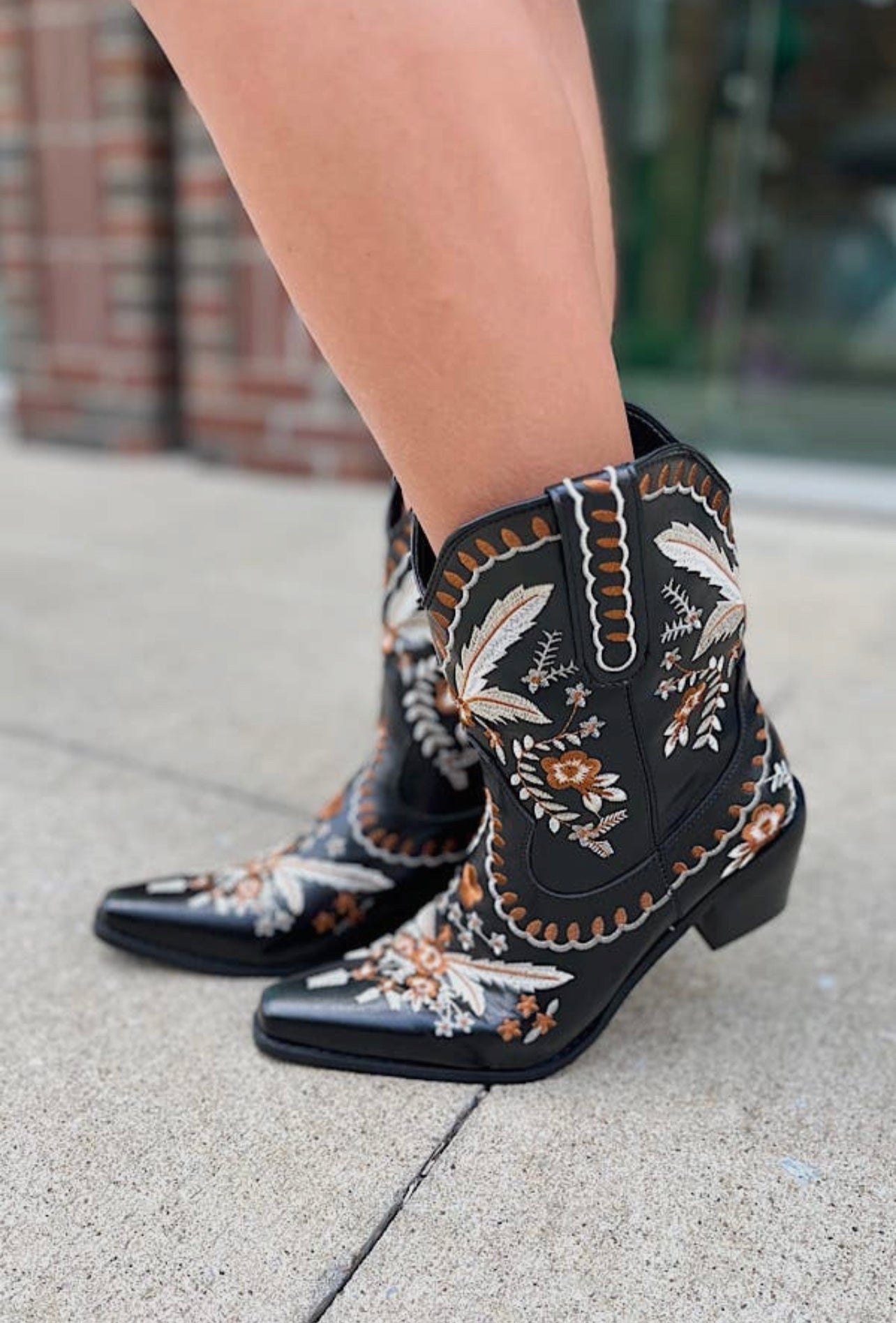 Leather Floral Boots