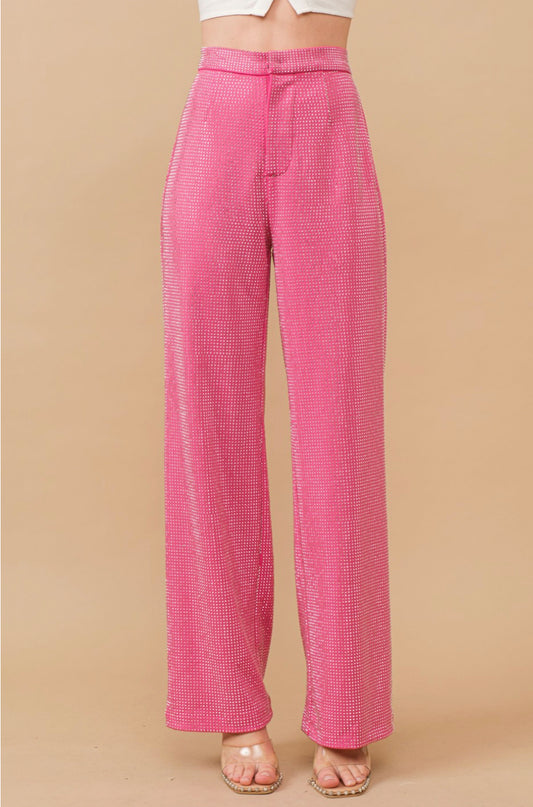 Fuschia Pink Rhinestone Pants