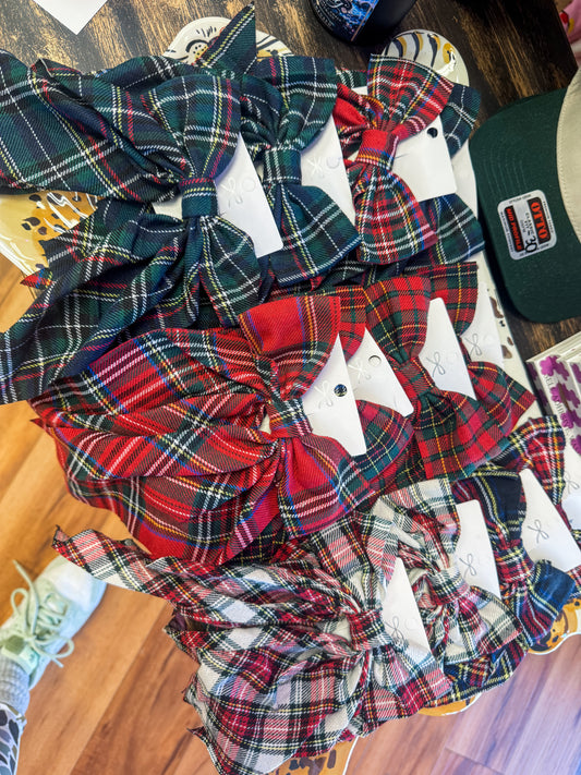 Plaid Long Tail Bow Hair Clip
