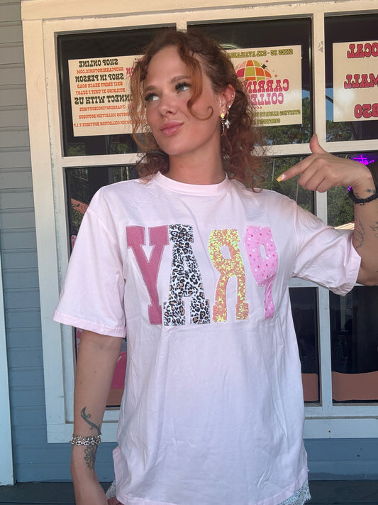 PRAY Sequin Leopard Patched Graphic S/S 26 Tee | S-XL