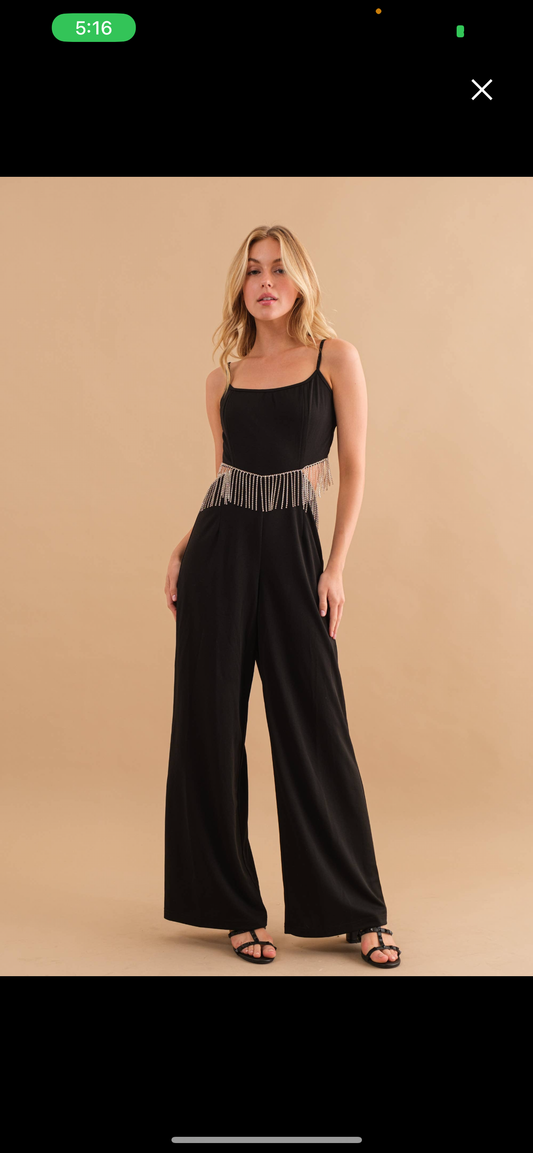 Black Rhinestone Jumpsuit