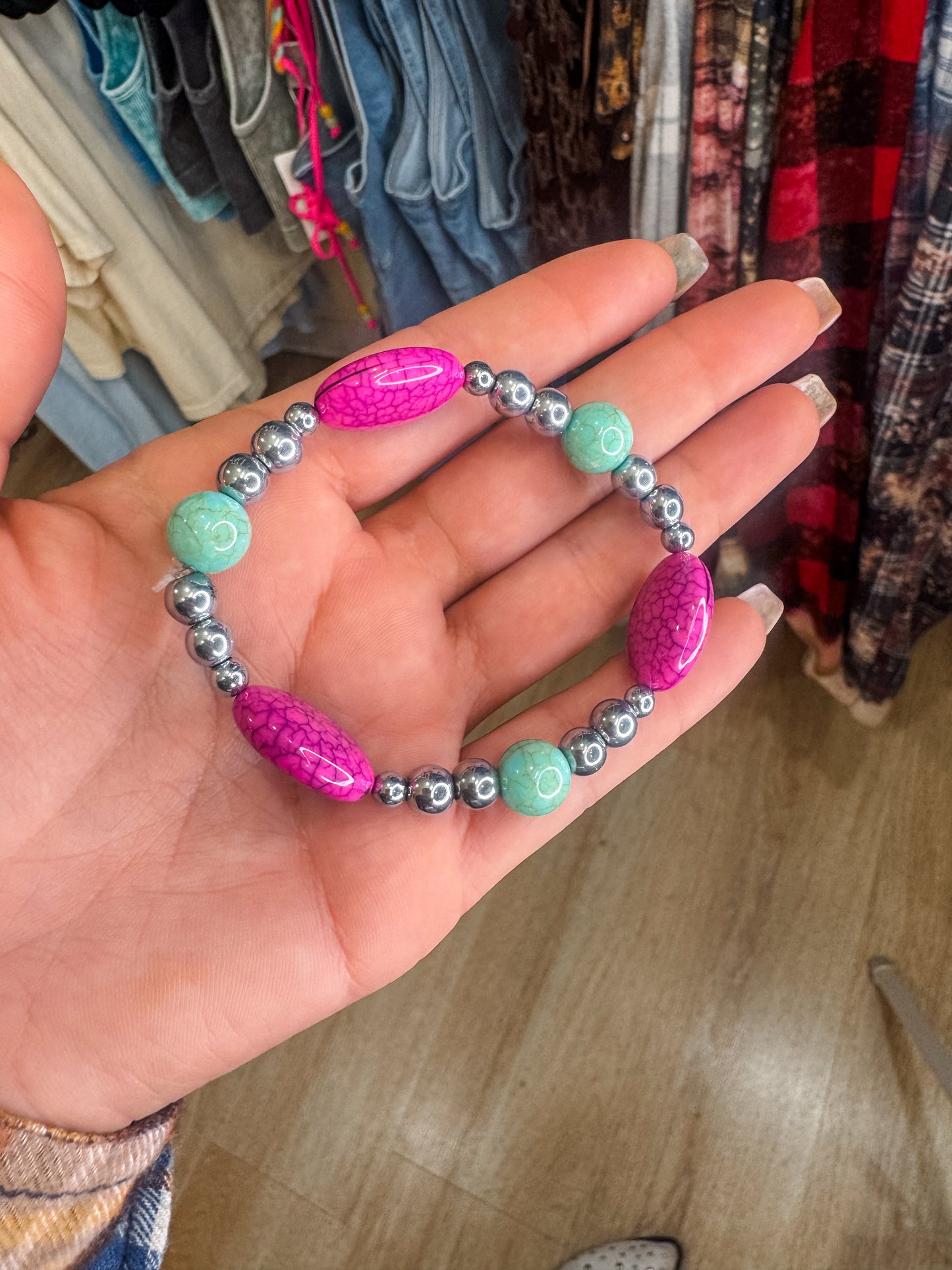 Pink Cowgirl Earring & Bracelet Set