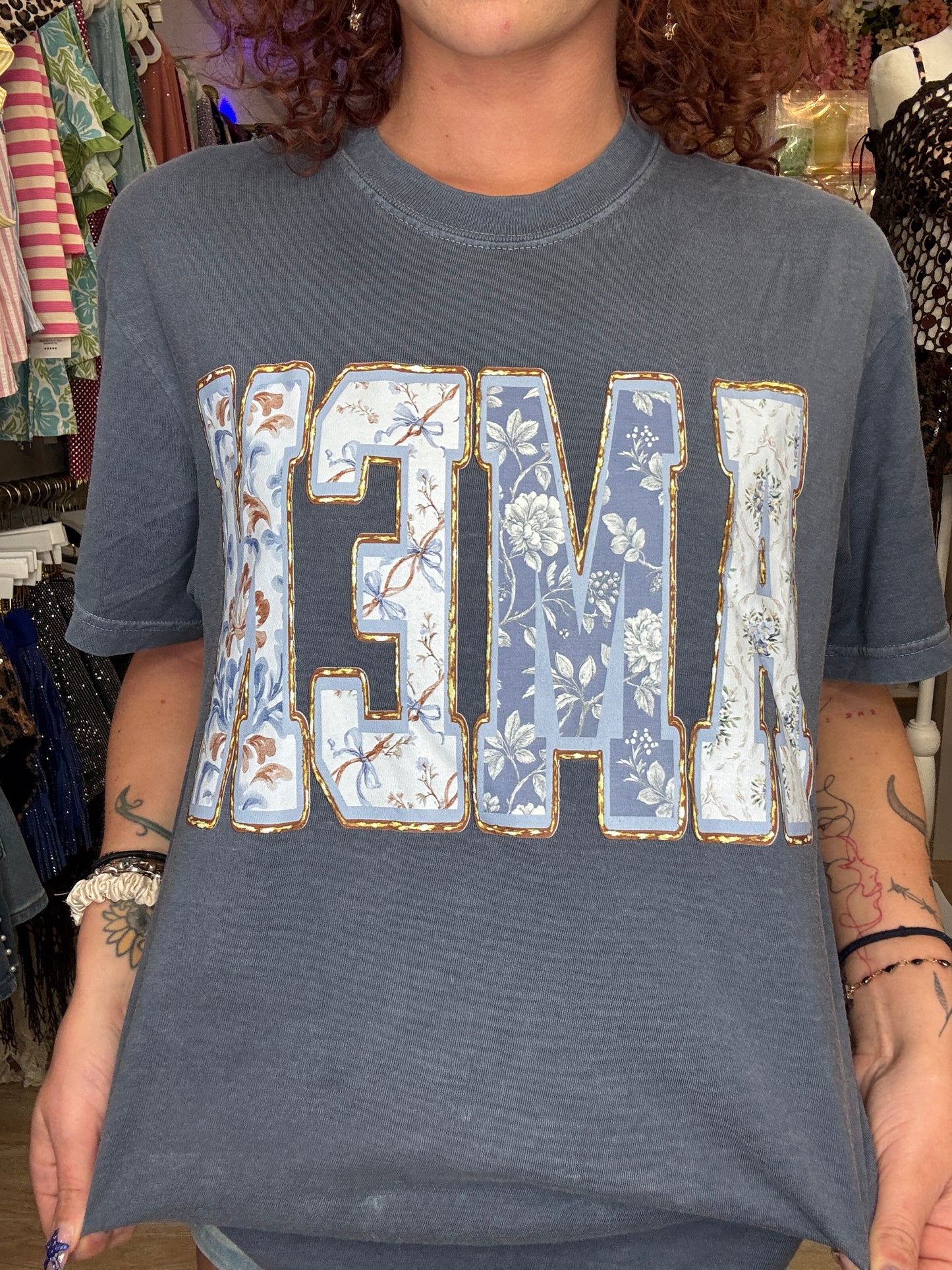 AMEN Graphic Tee on Denim