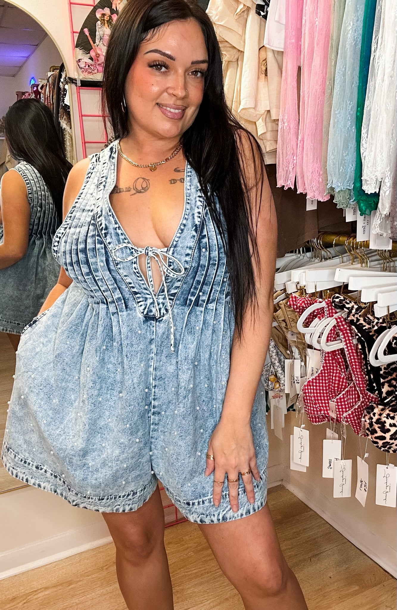 Pearl Denim Romper