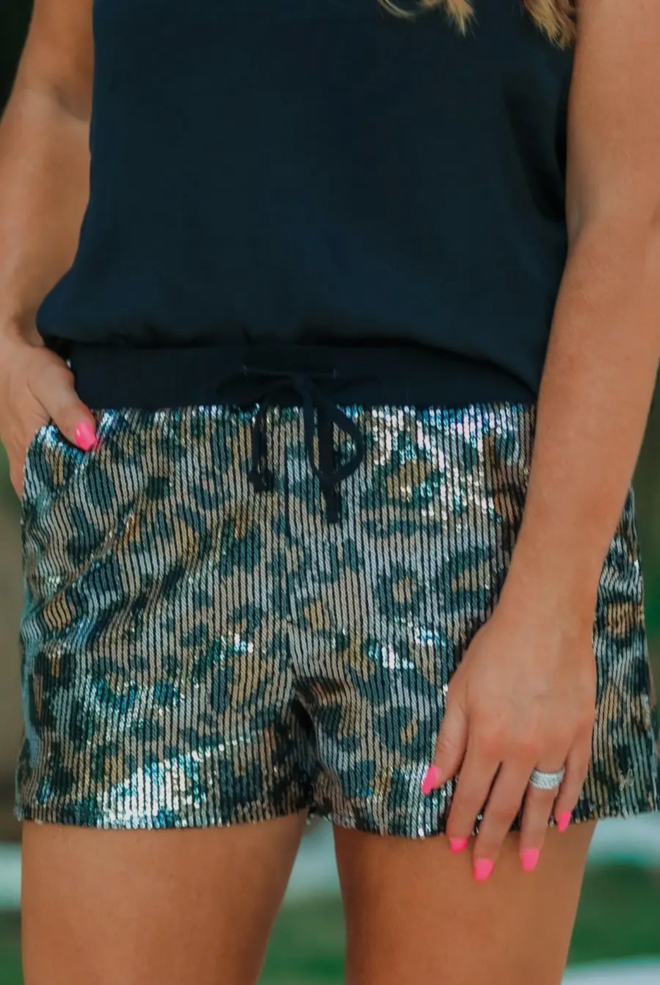 Sequin Cheetah Shorts