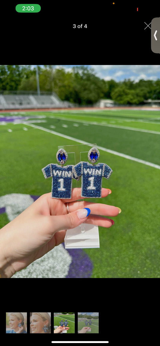 Blue Jersey Earrings