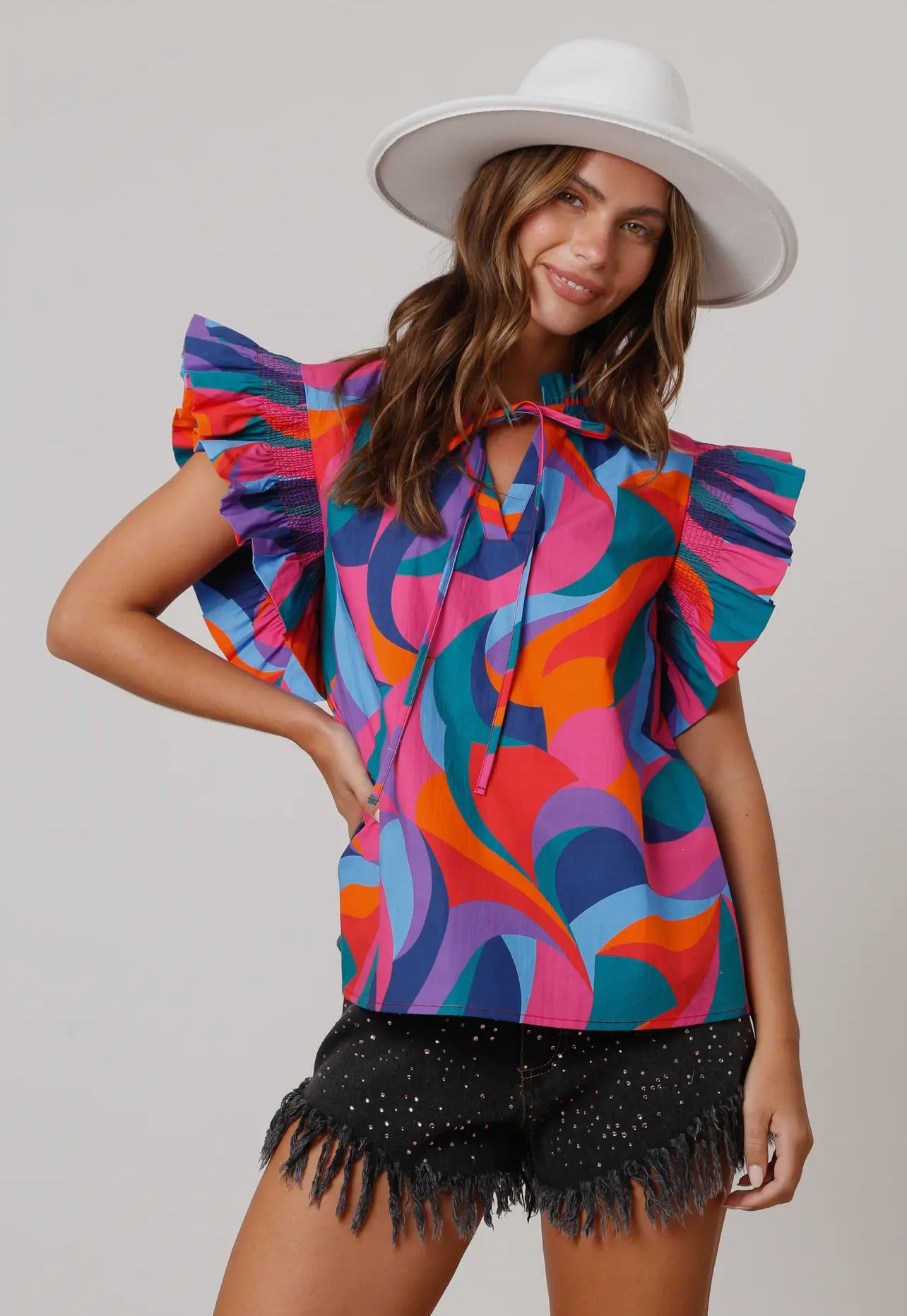 Abstract Ruffle Top