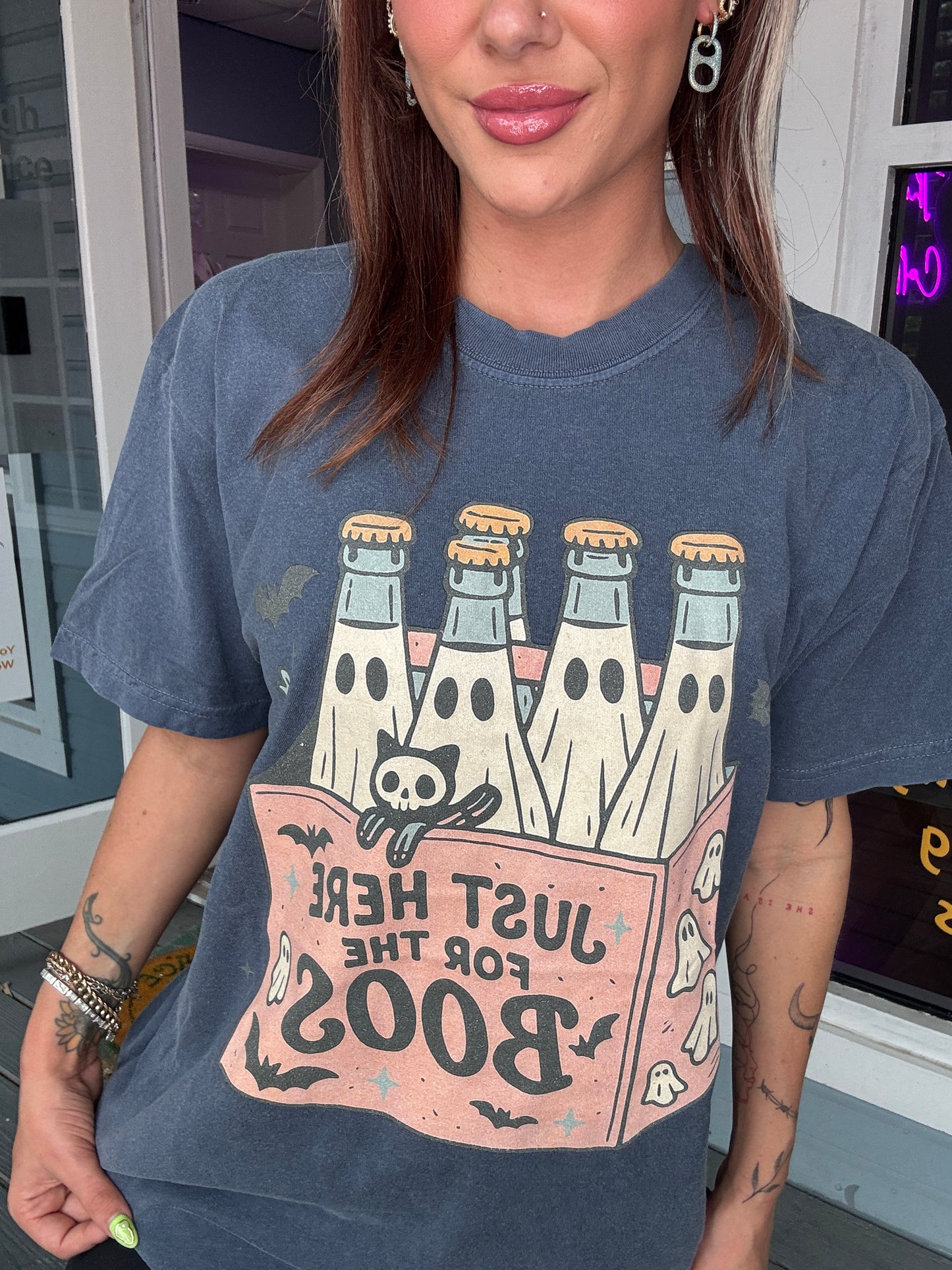 Just Here For the Boos Graphic Tee on Denim