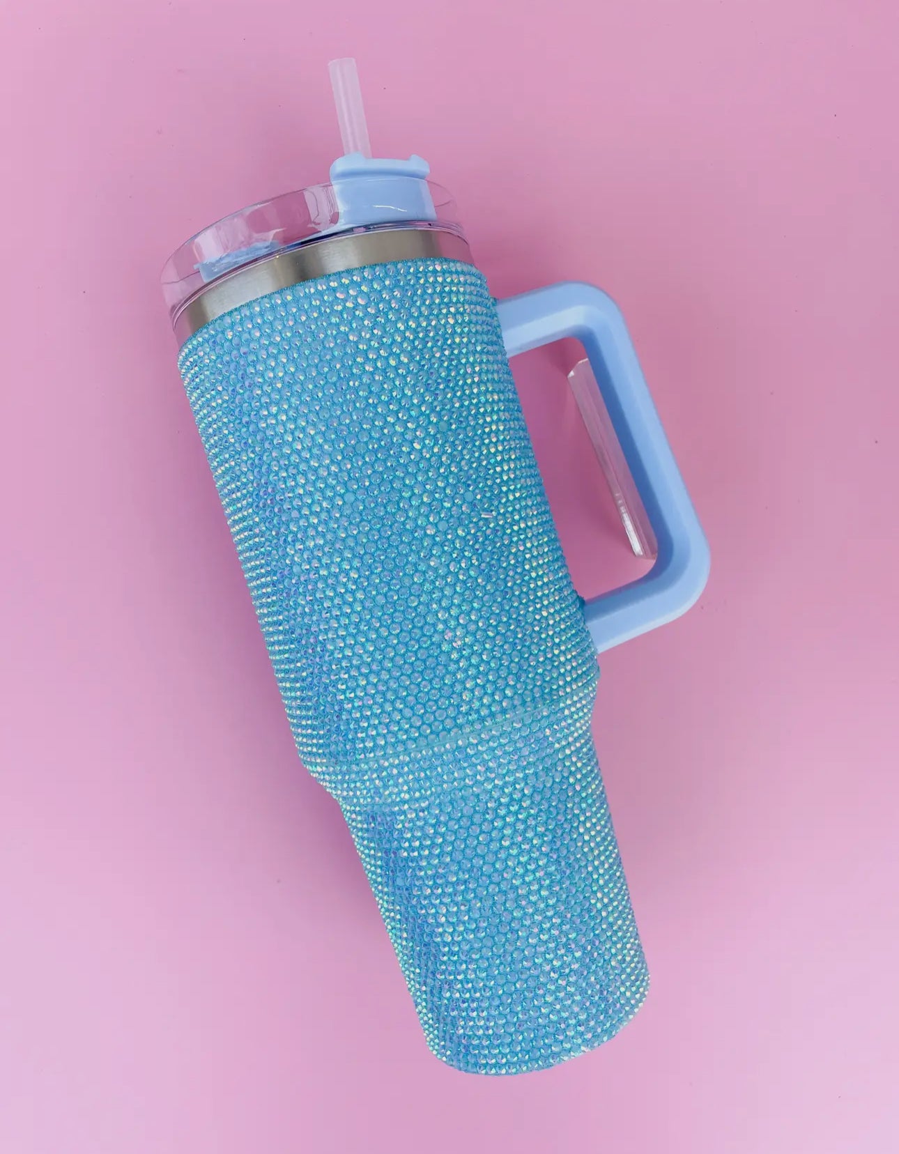 Summer 40oz Rhinestone Tumblers (Blue + Light Pink)