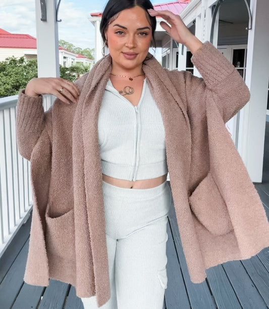 Fuzzy Soft Cardigan with Pockets