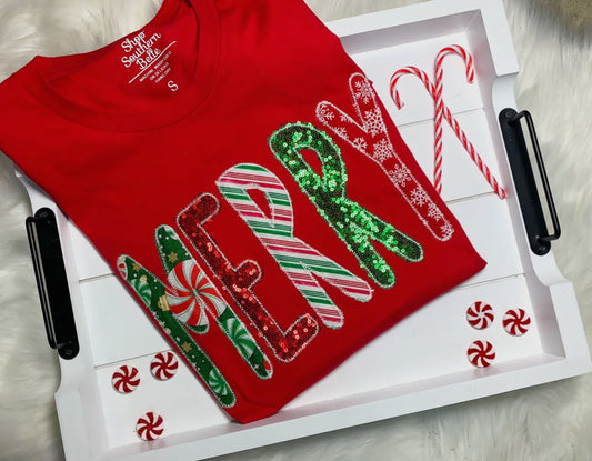 Sparkly Merry Red Tee