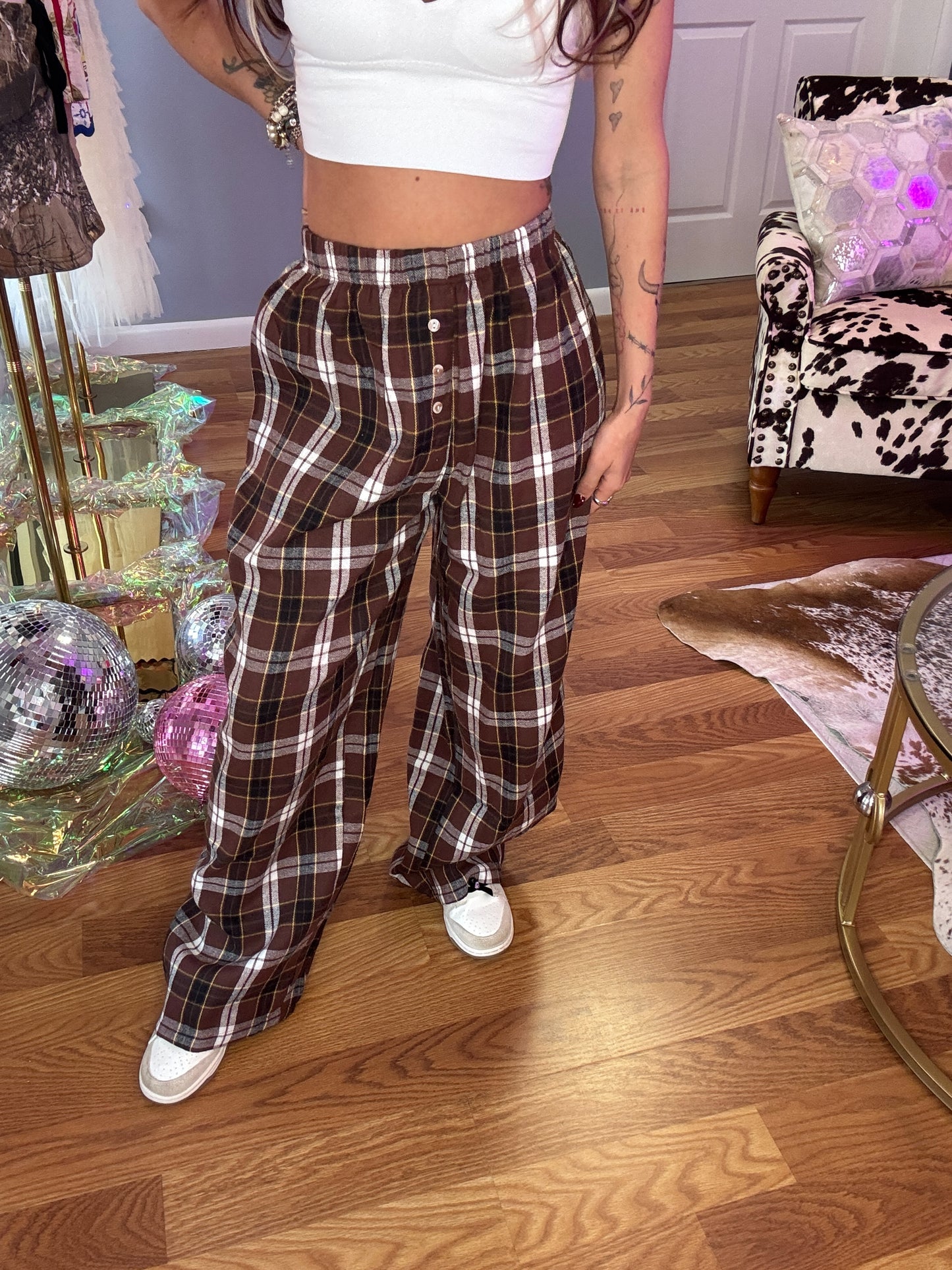 Flannel Wide Leg Lounge Pants