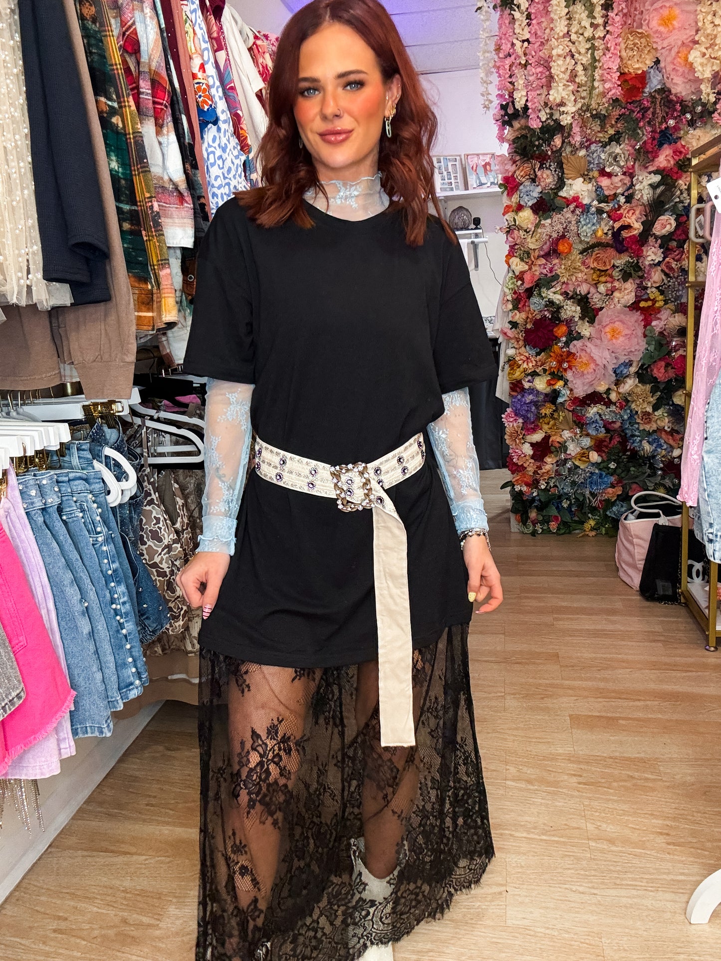 Lace Short Sleeve Maxi Dress | S-XL
