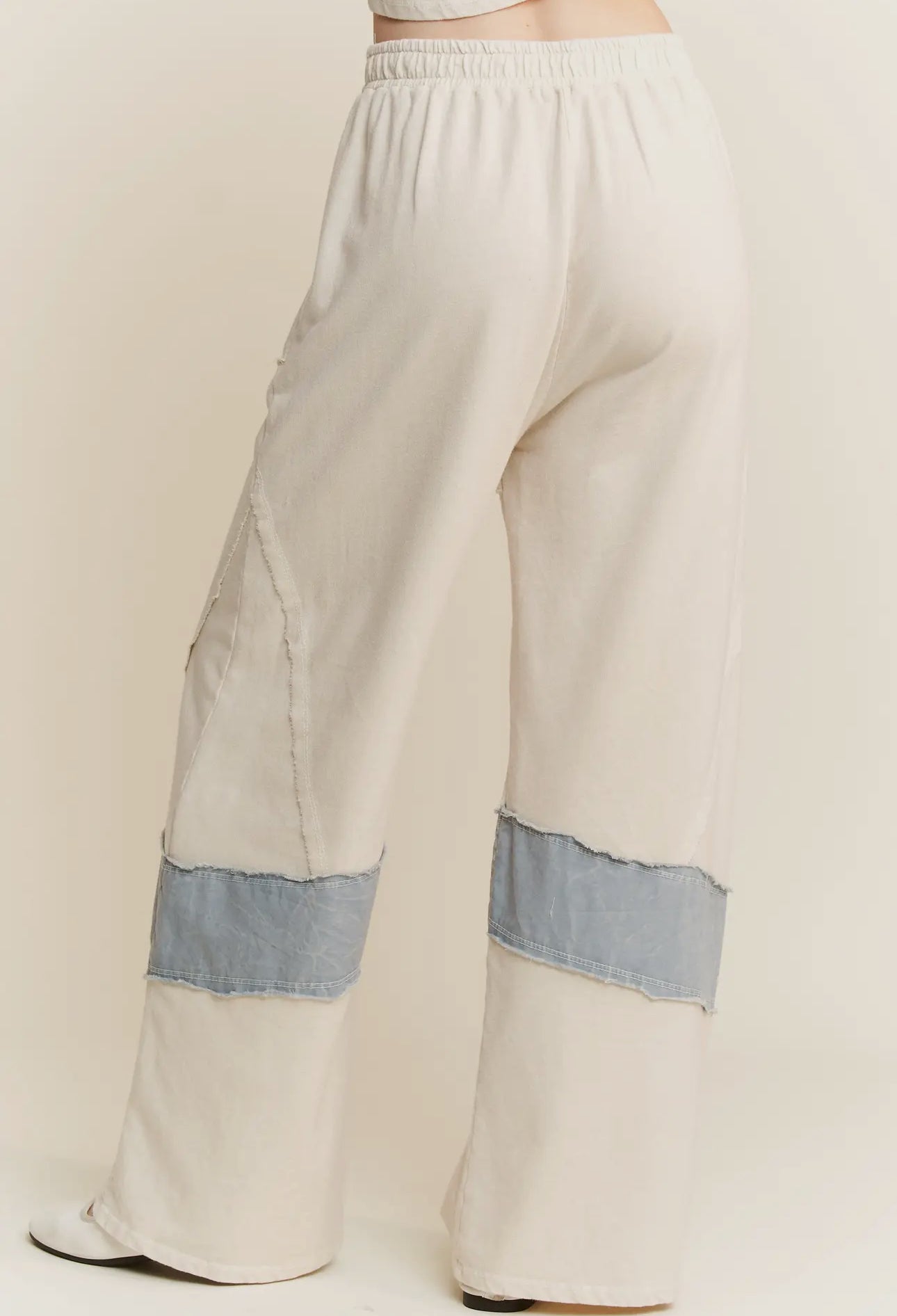 Star Girl Denim Patched Wide Leg Pants