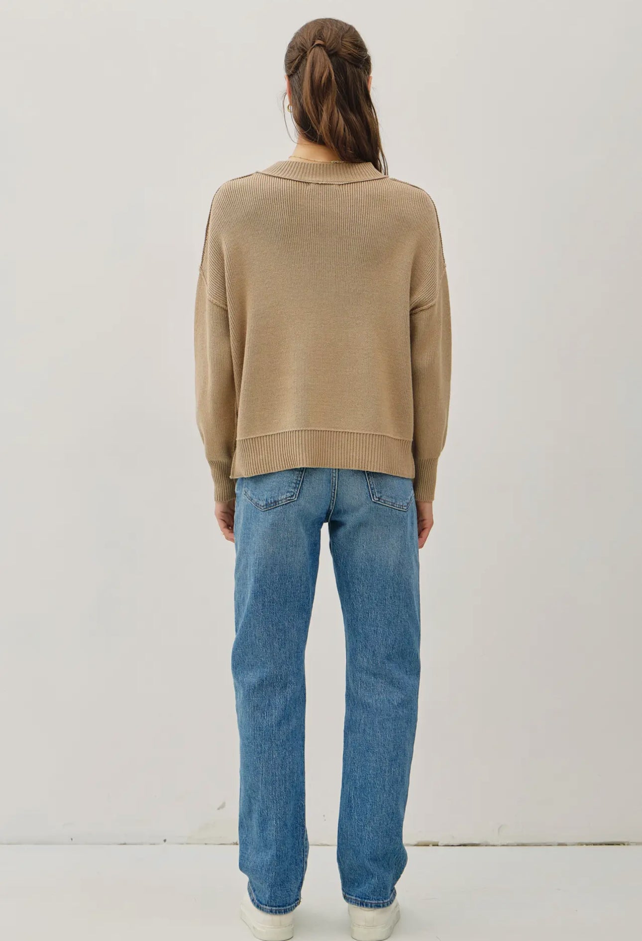 Raw Hem Tan Sweater