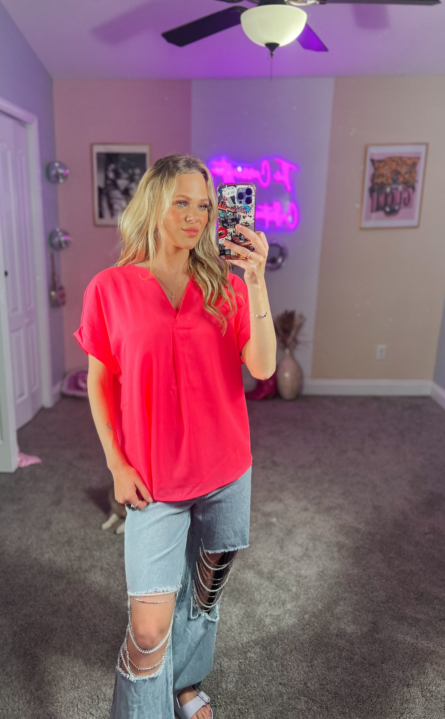 Hot Pink Blouse Top