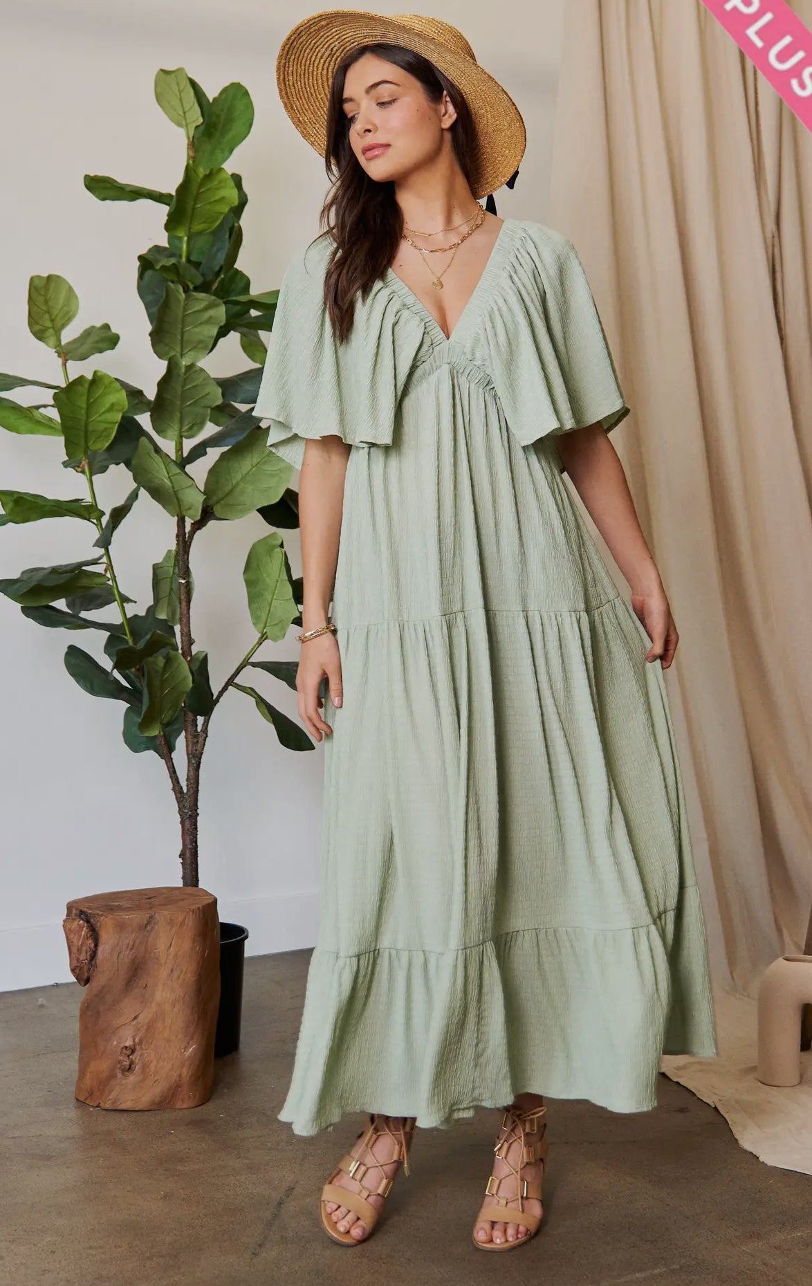 Sage Ruffle Maxi Dress