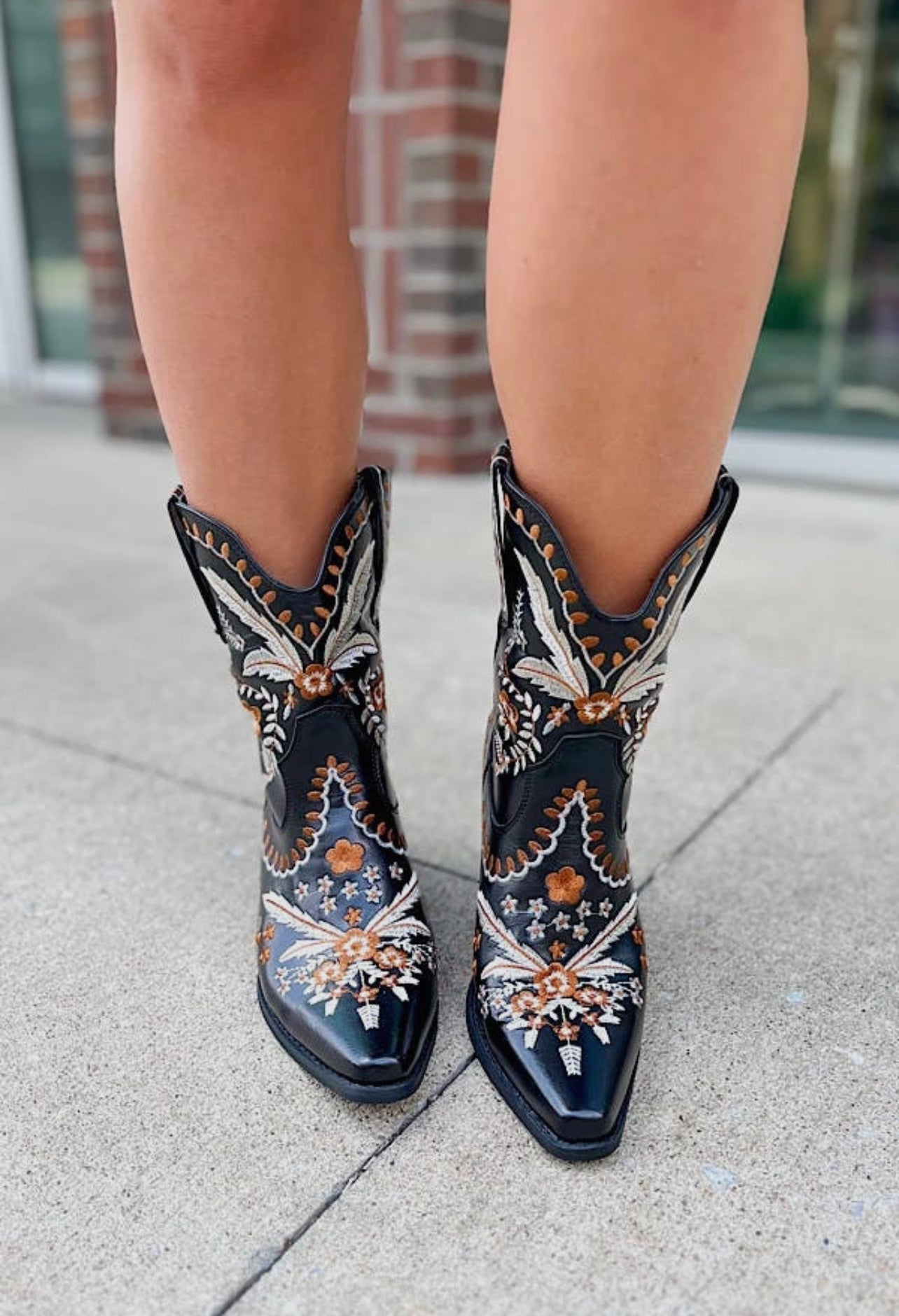 Leather Floral Boots