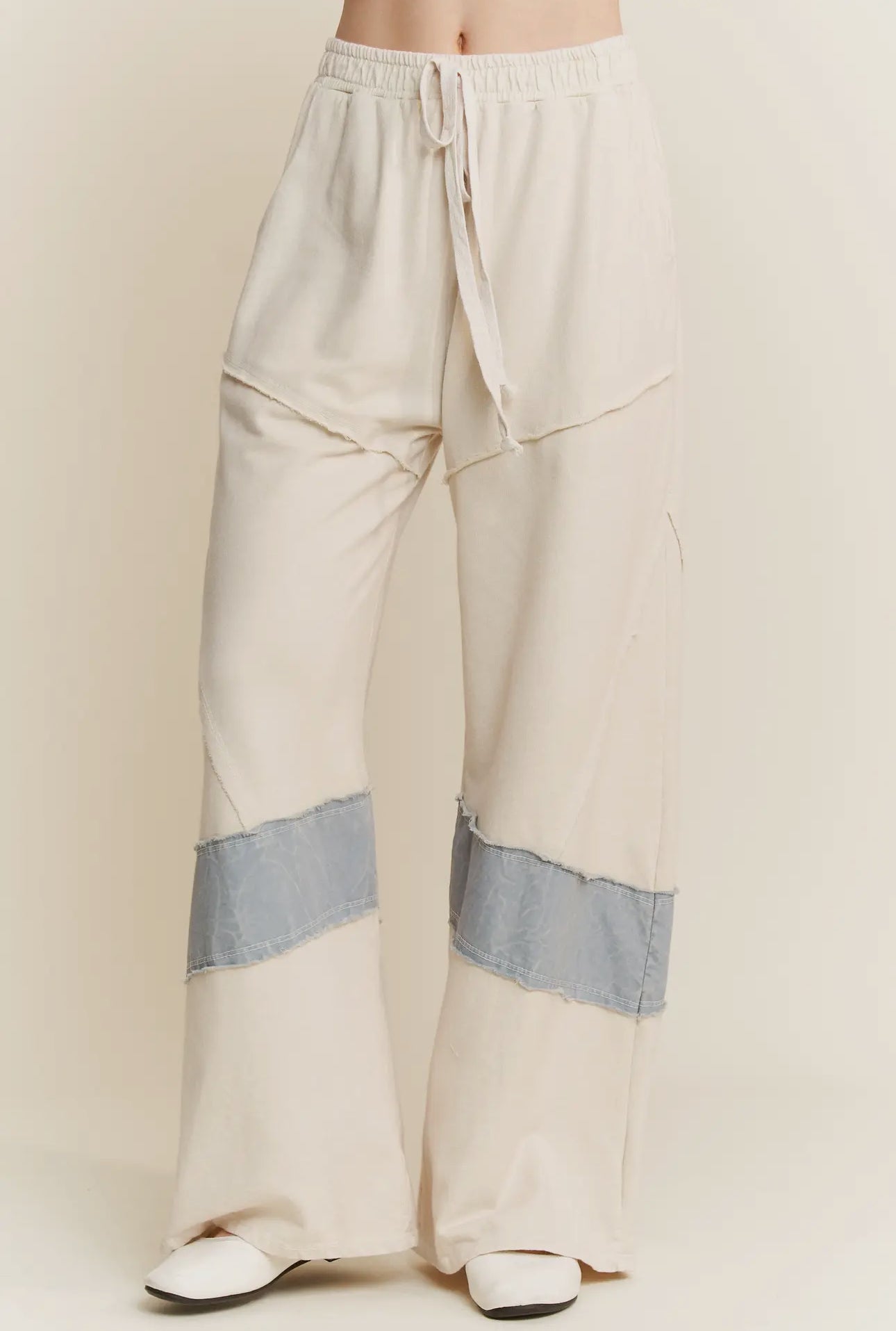 Star Girl Denim Patched Wide Leg Pants