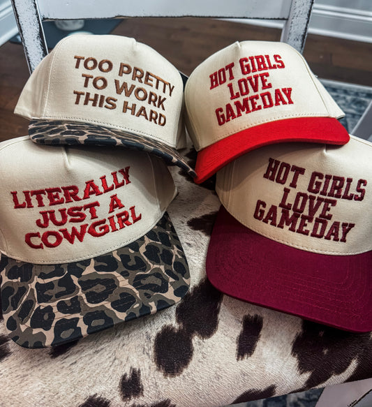 HOT GIRLS LOVE GAMEDAY Embroidery Trucker Hat