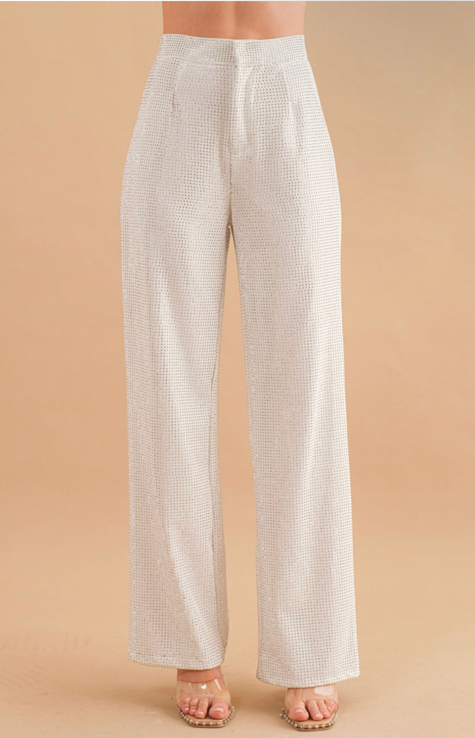 White Rhinestone Pants