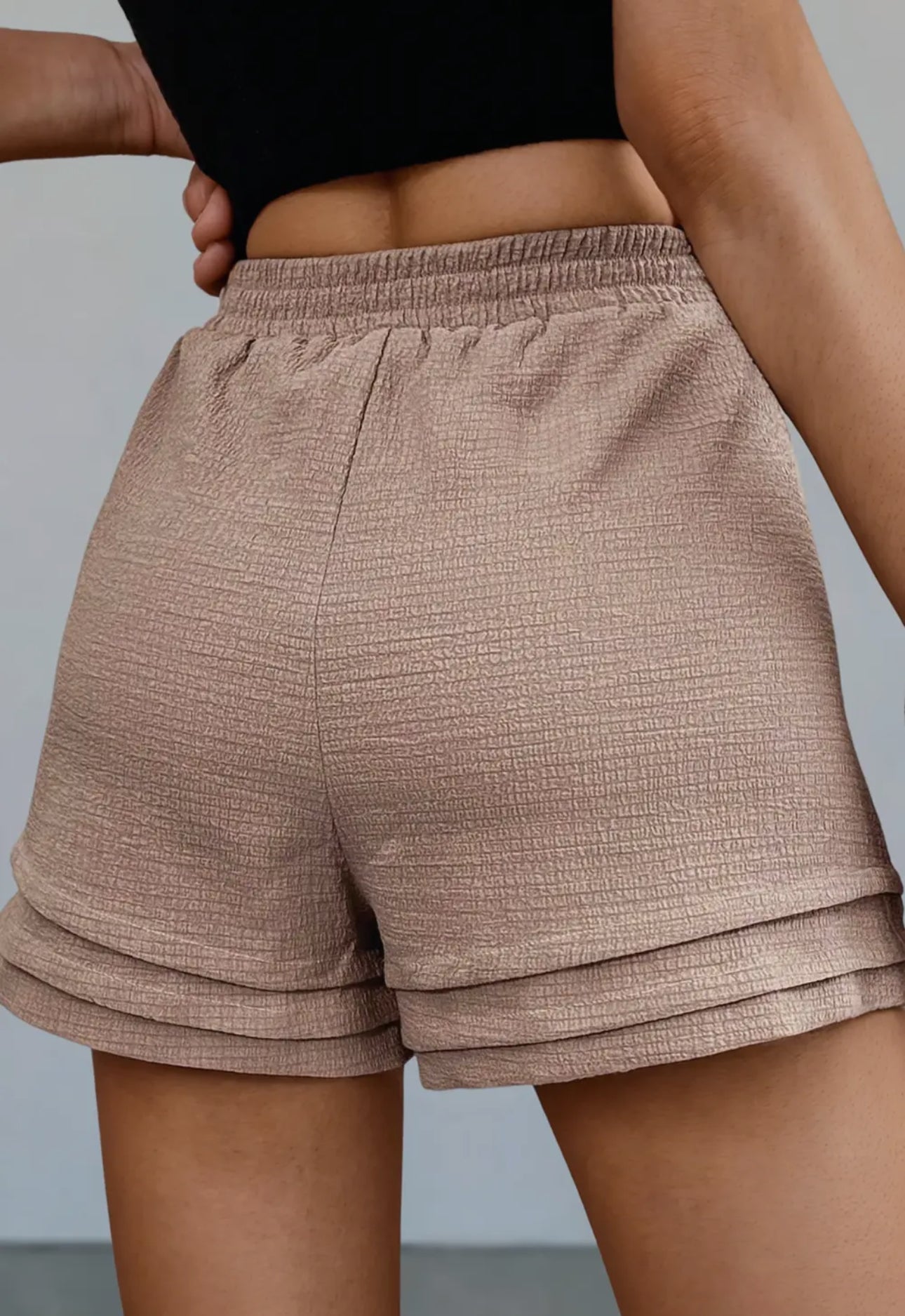 Tan Casual Tie Shorts