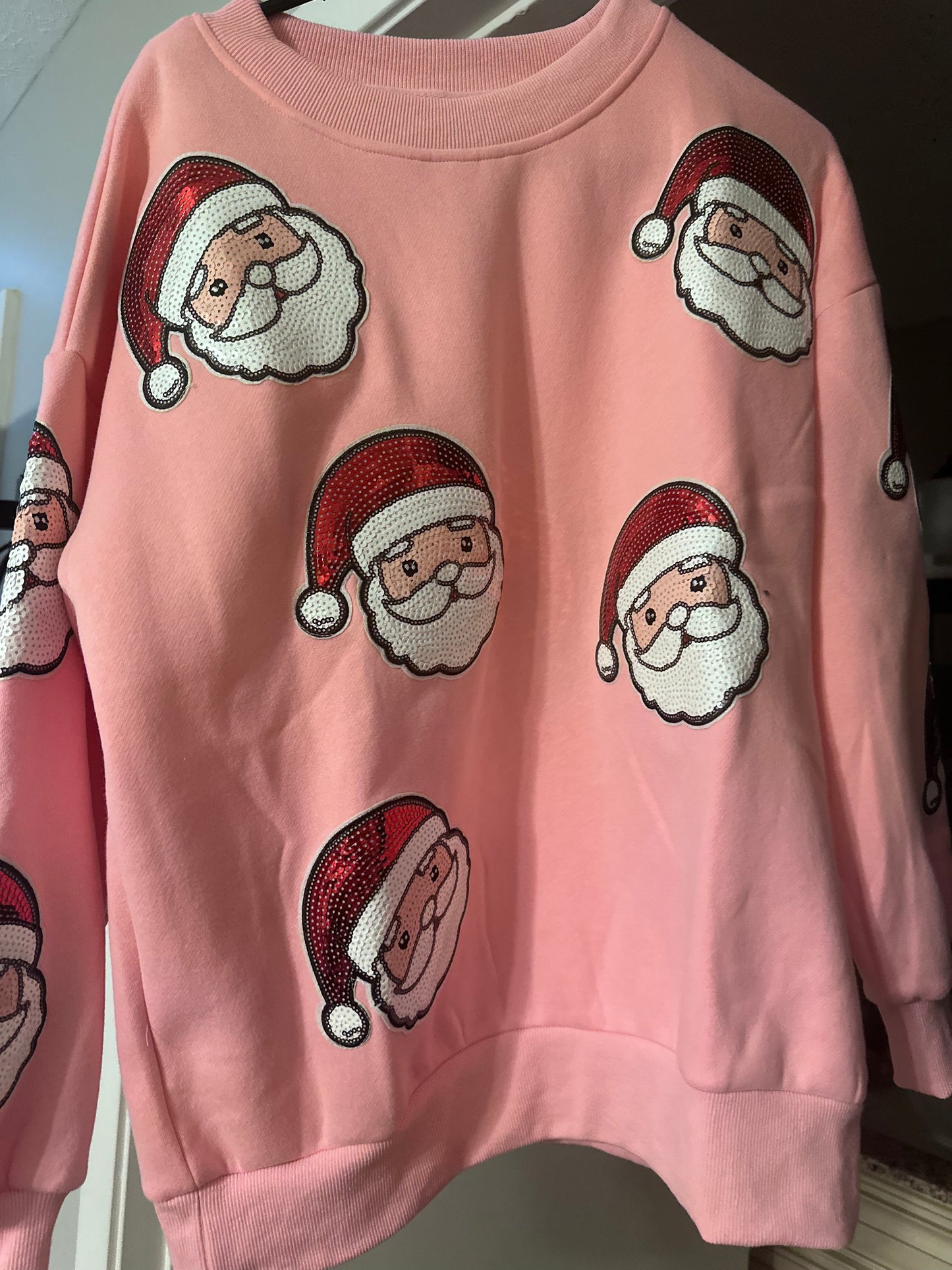 Pink Sequin Santa Sweater