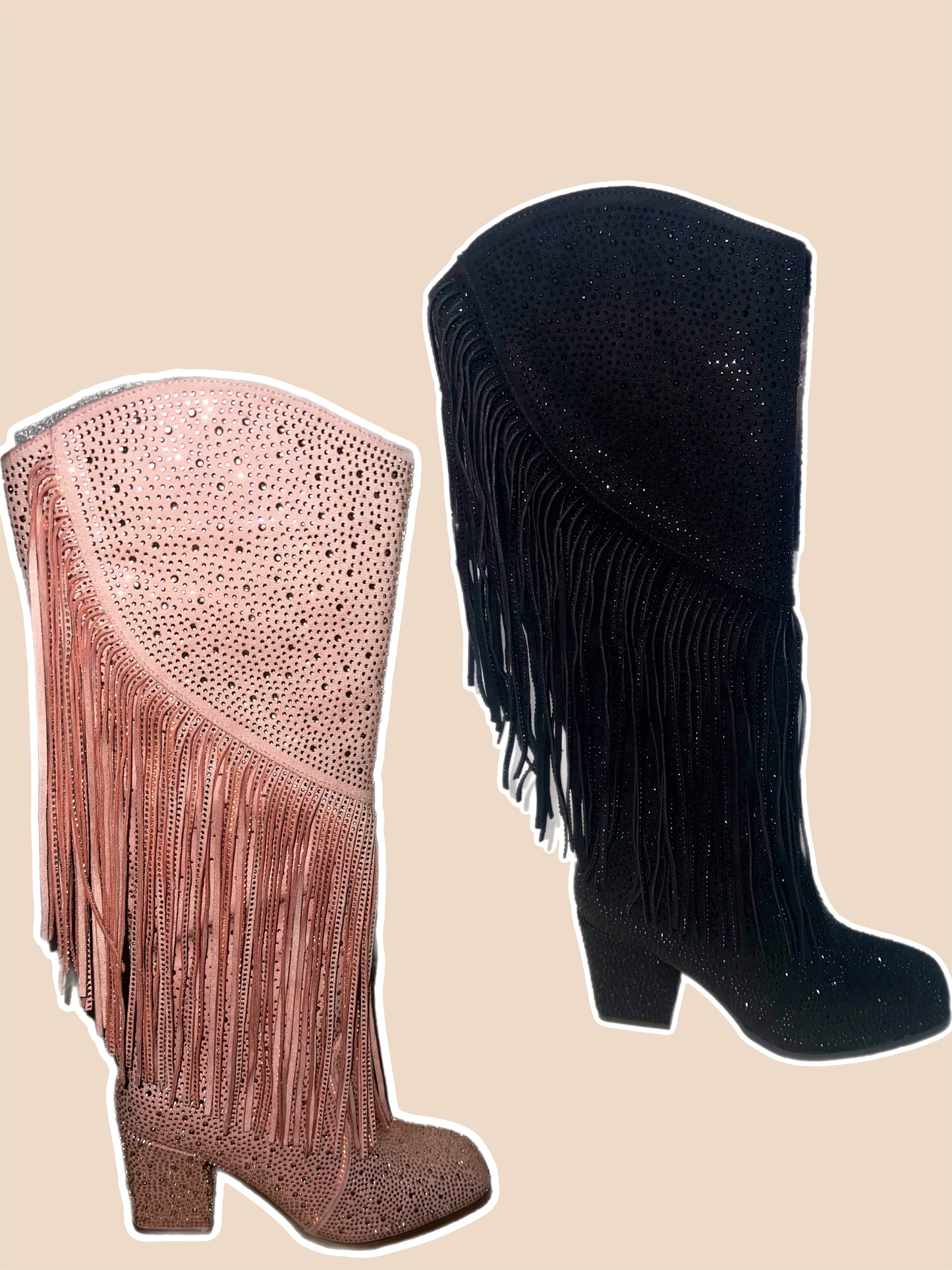 Soft Pink Tall Bling Boots