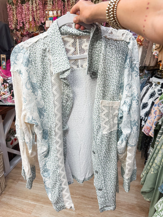 Lace Floral Button Up