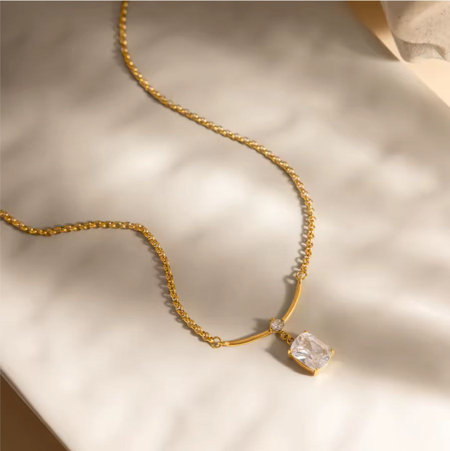 Radiant Bar Drop Necklace Water Resistant
