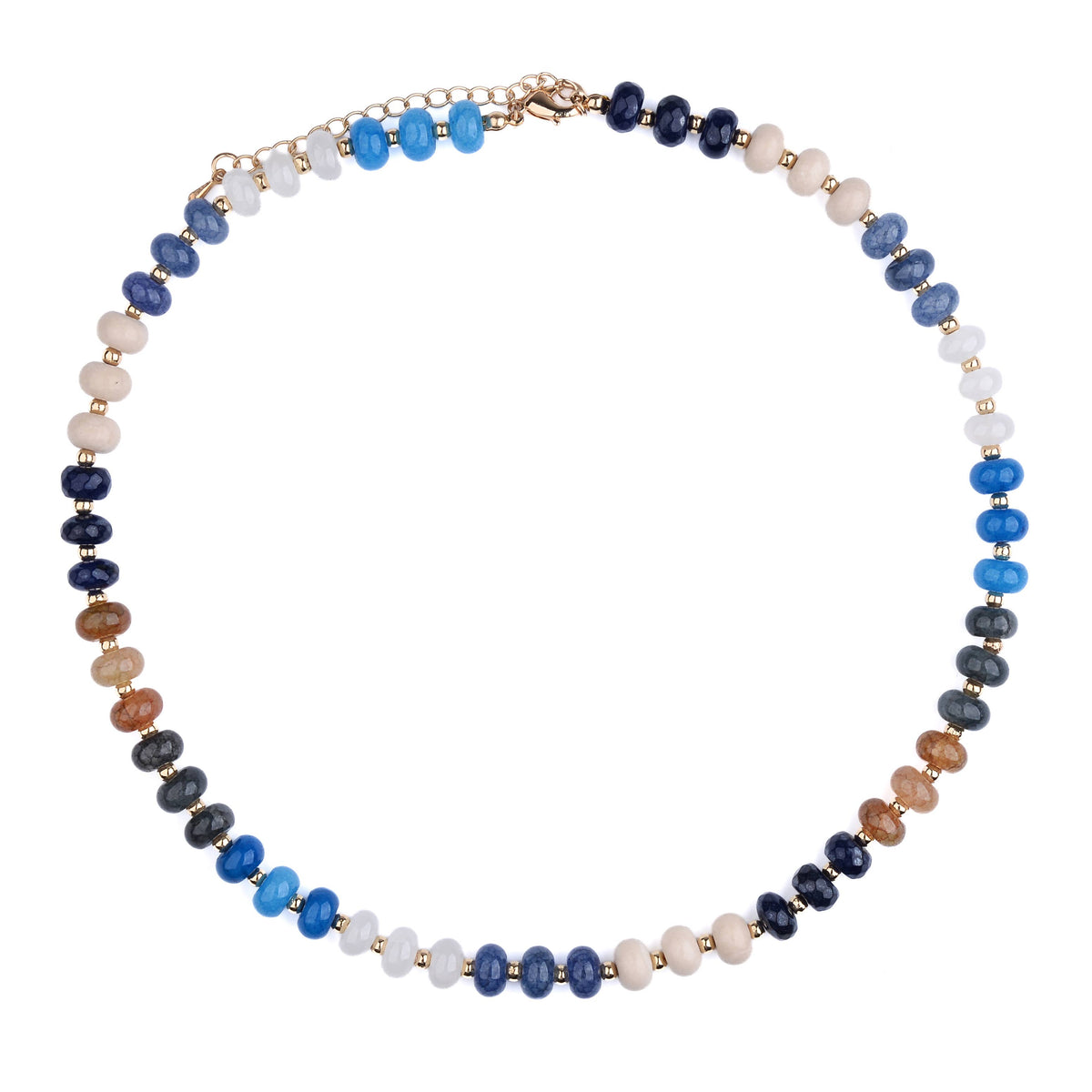 Blue Navy Brown Colorful Natural Stone Necklace Waterproof