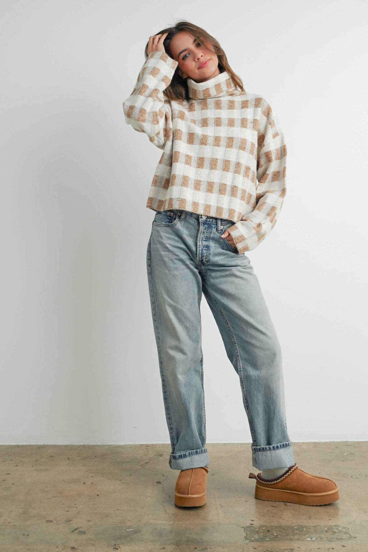 Fall Check Turtleneck Sweater - BMW7532