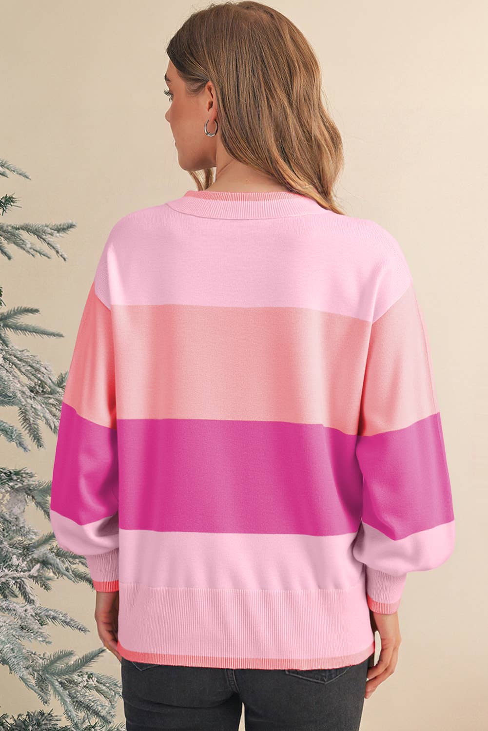 HOLLY JOLLY Sequin Patch Colorblock Sweater | S-XL