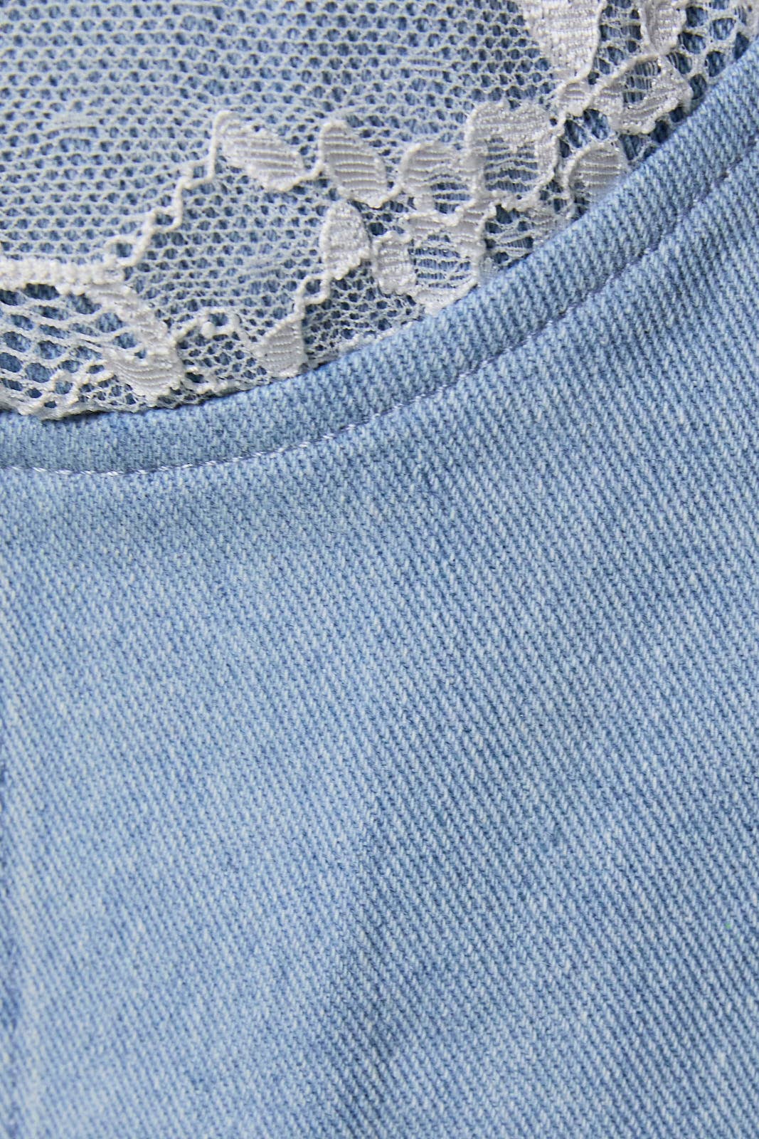 DENIM BUSTIER WITH LACE DETAIL