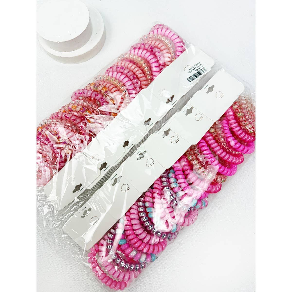 Mix of Hot Pink Shades Spiral Hair Ties
