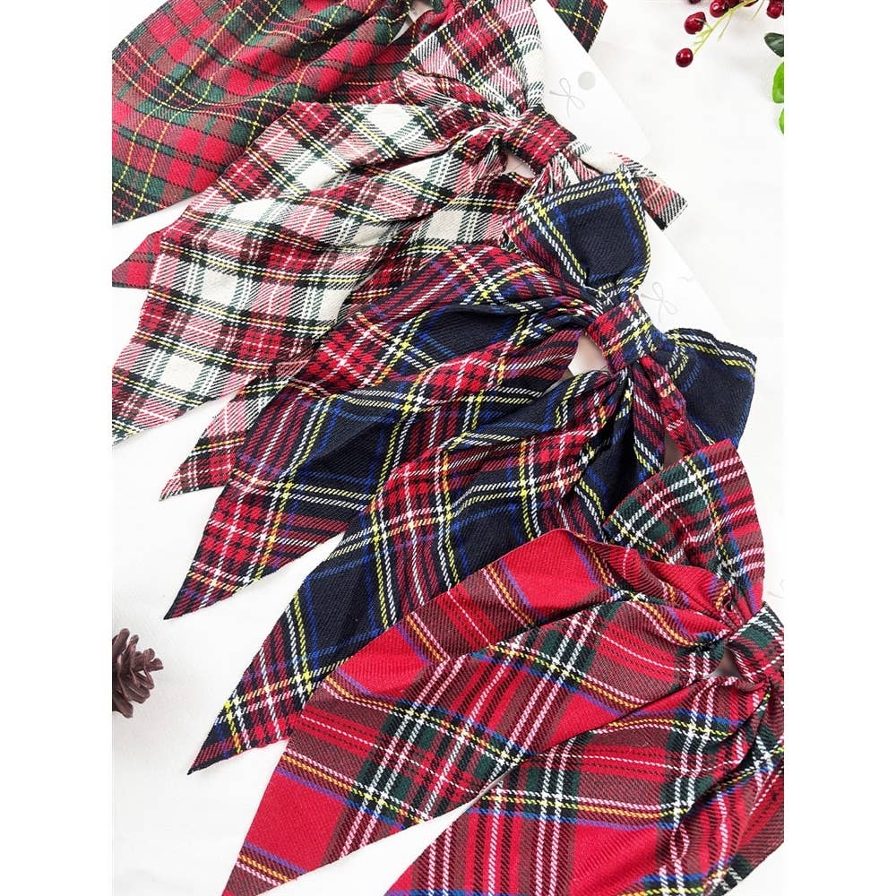 Plaid Long Tail Bow Hair Clip