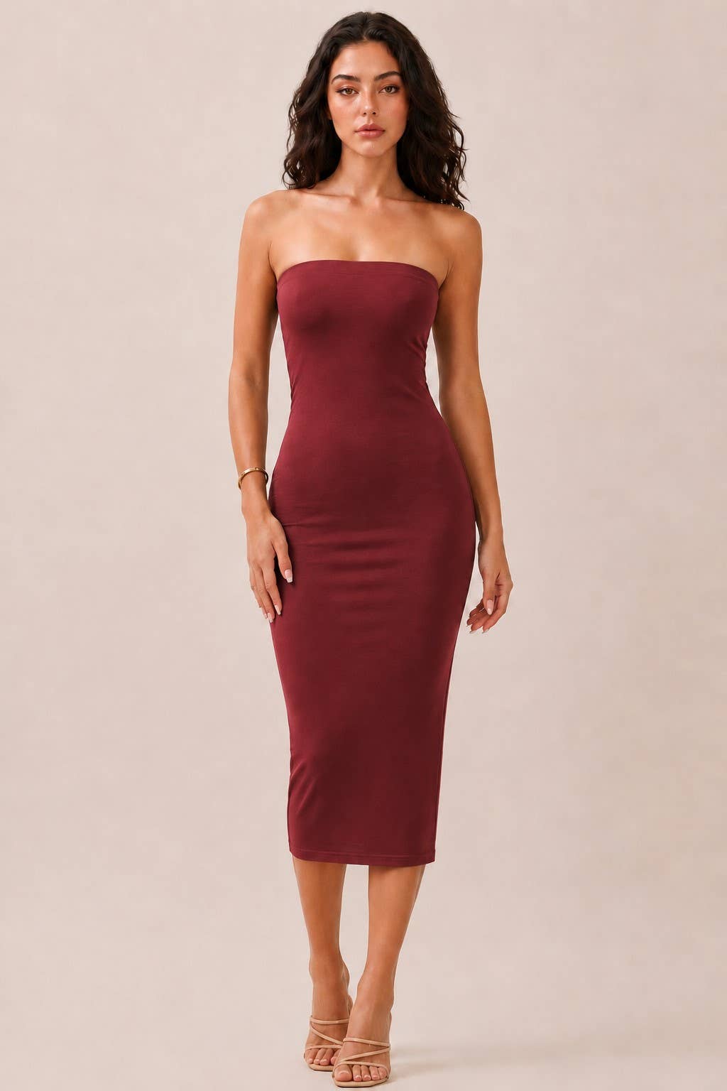 STRAPLESS MIDI DRESS