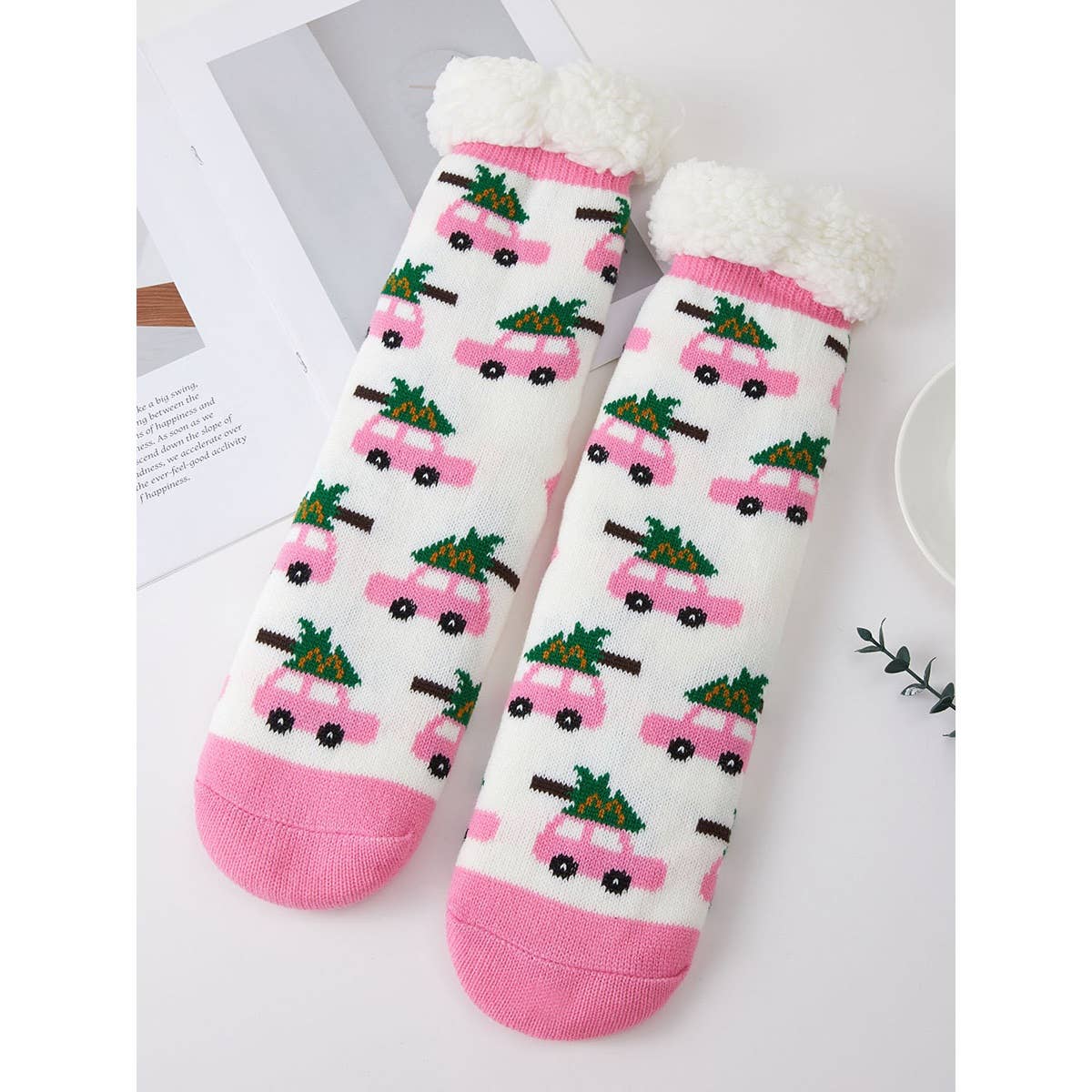 Festive Holiday Sherpa Lined Slipper Socks