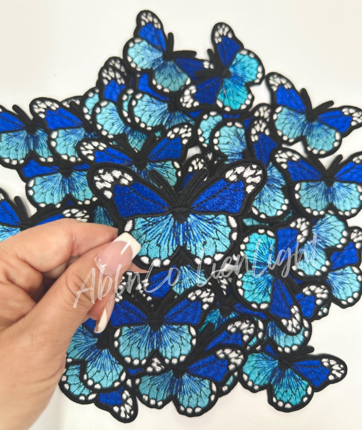 Trucker hat patches 3” blue butterfly embroidery patch