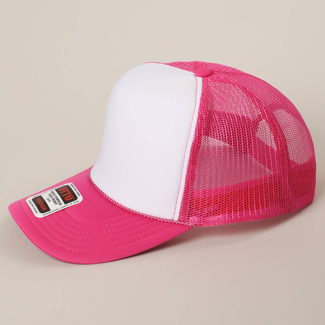 Two-Tone Mesh Back High Crown Foam Trucker Hat