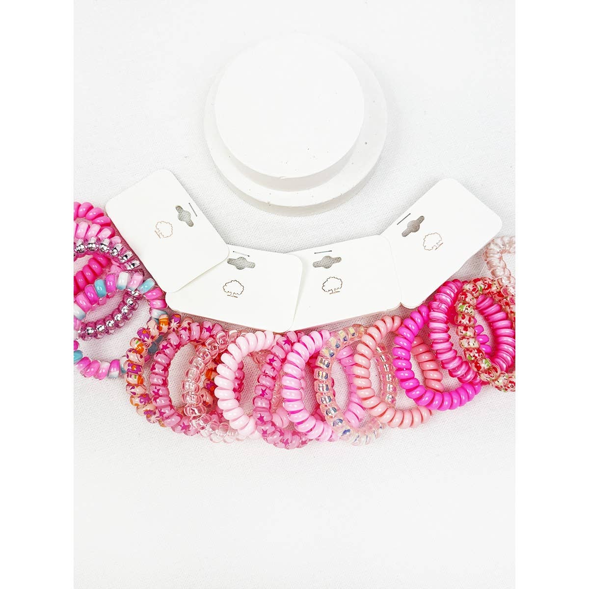 Mix of Hot Pink Shades Spiral Hair Ties