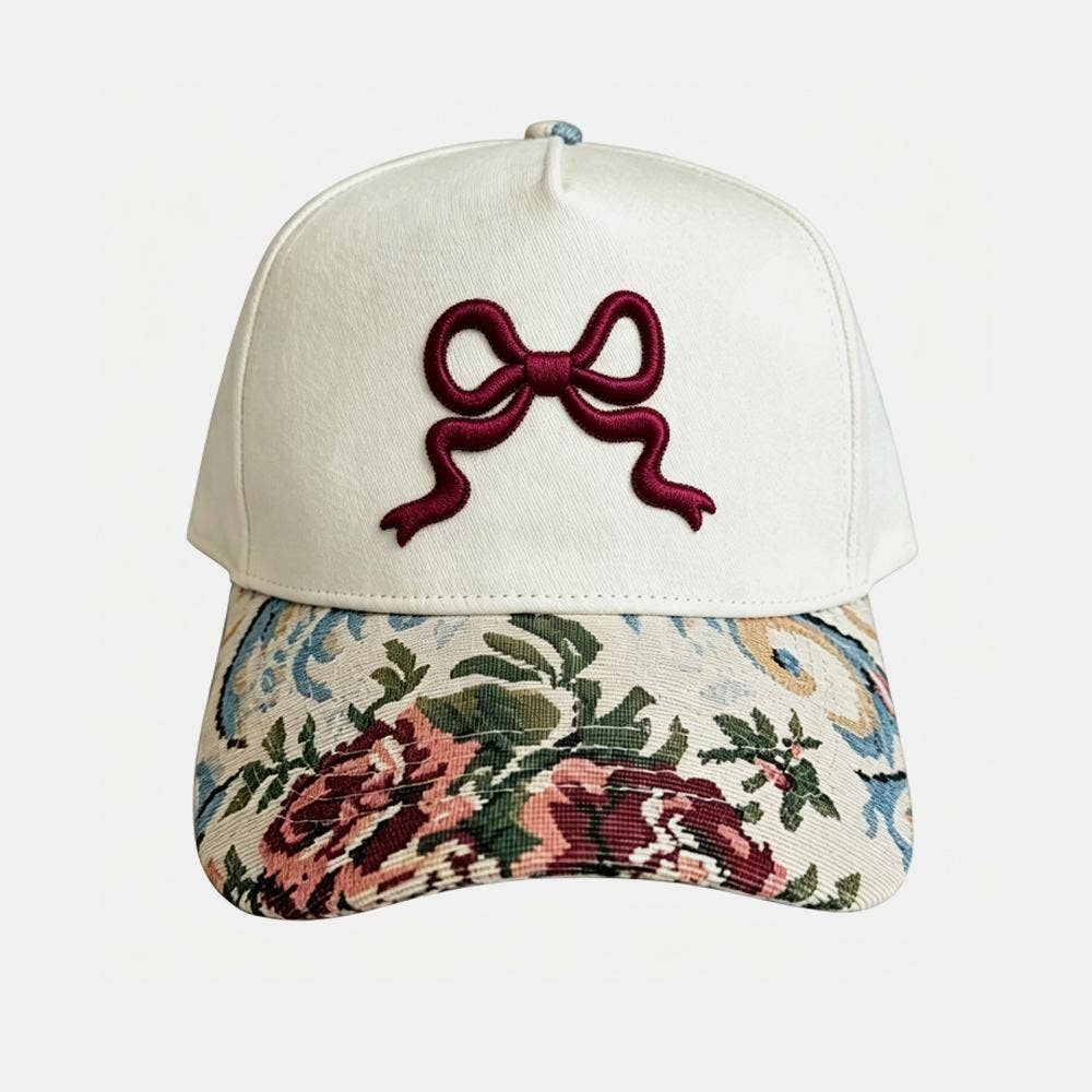 Floral Tapestry Baseball Cap Slogan Embroidery Cap