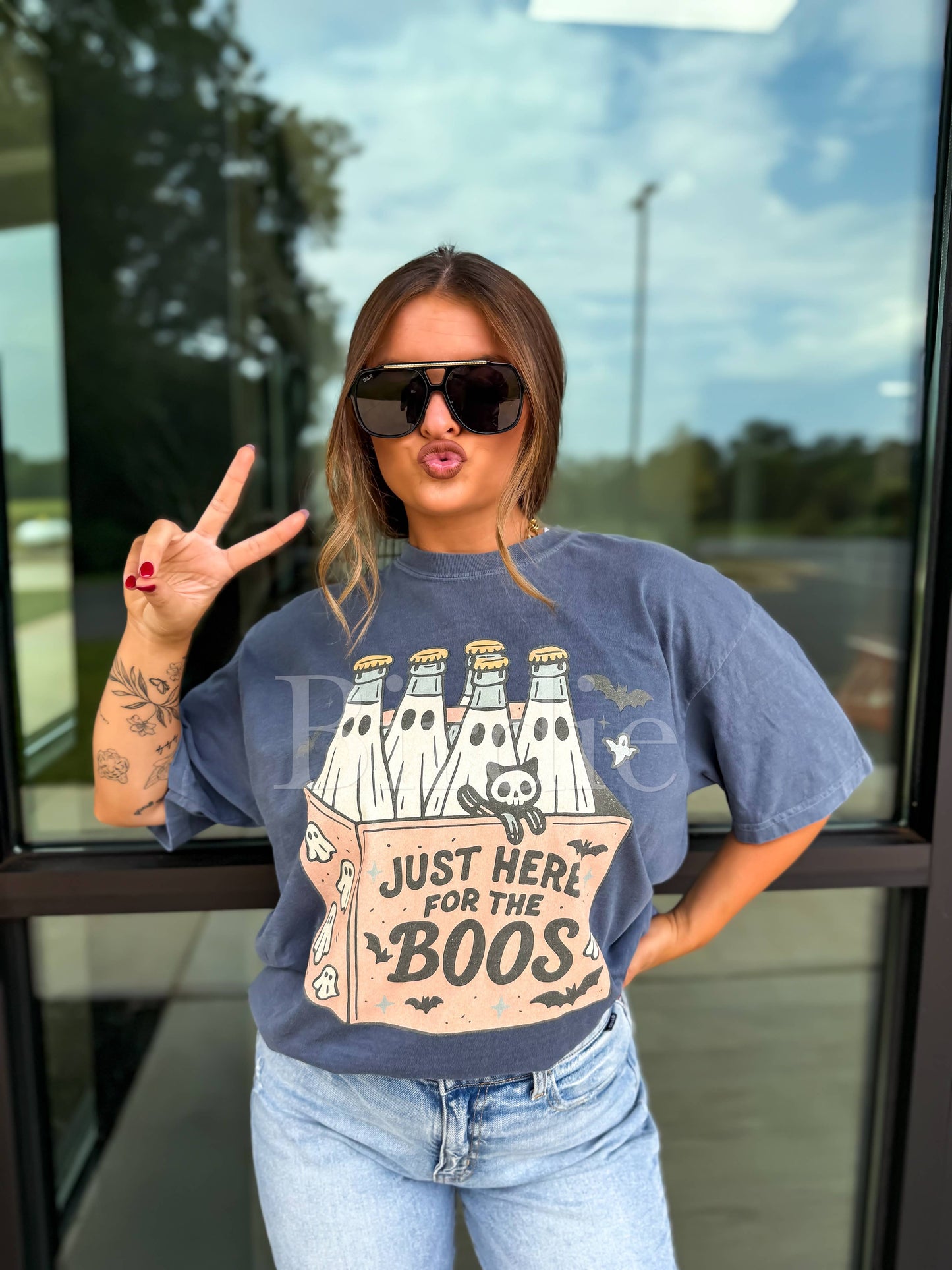 Just Here For the Boos Graphic Tee on Denim