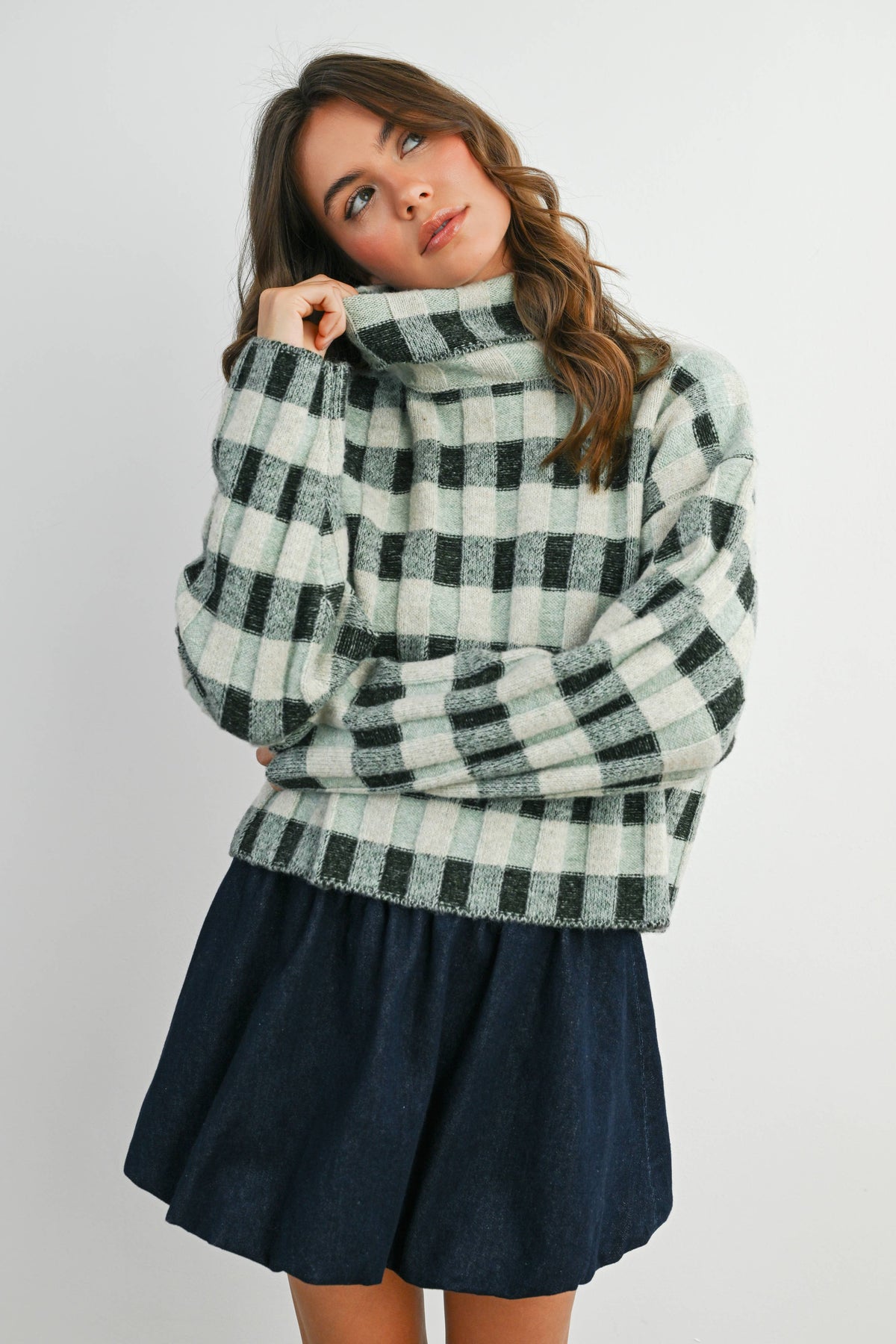 Fall Check Turtleneck Sweater - BMW7532