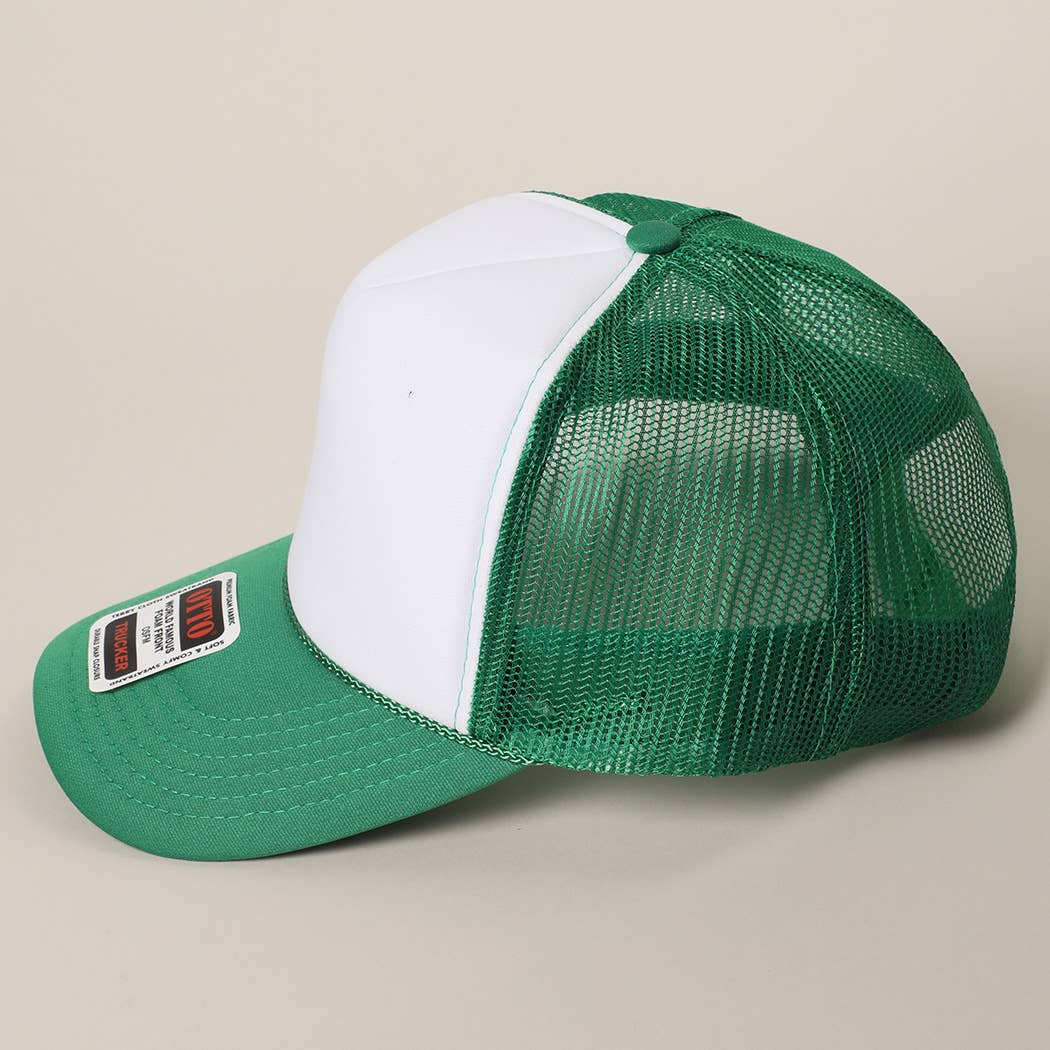 Two-Tone Mesh Back High Crown Foam Trucker Hat