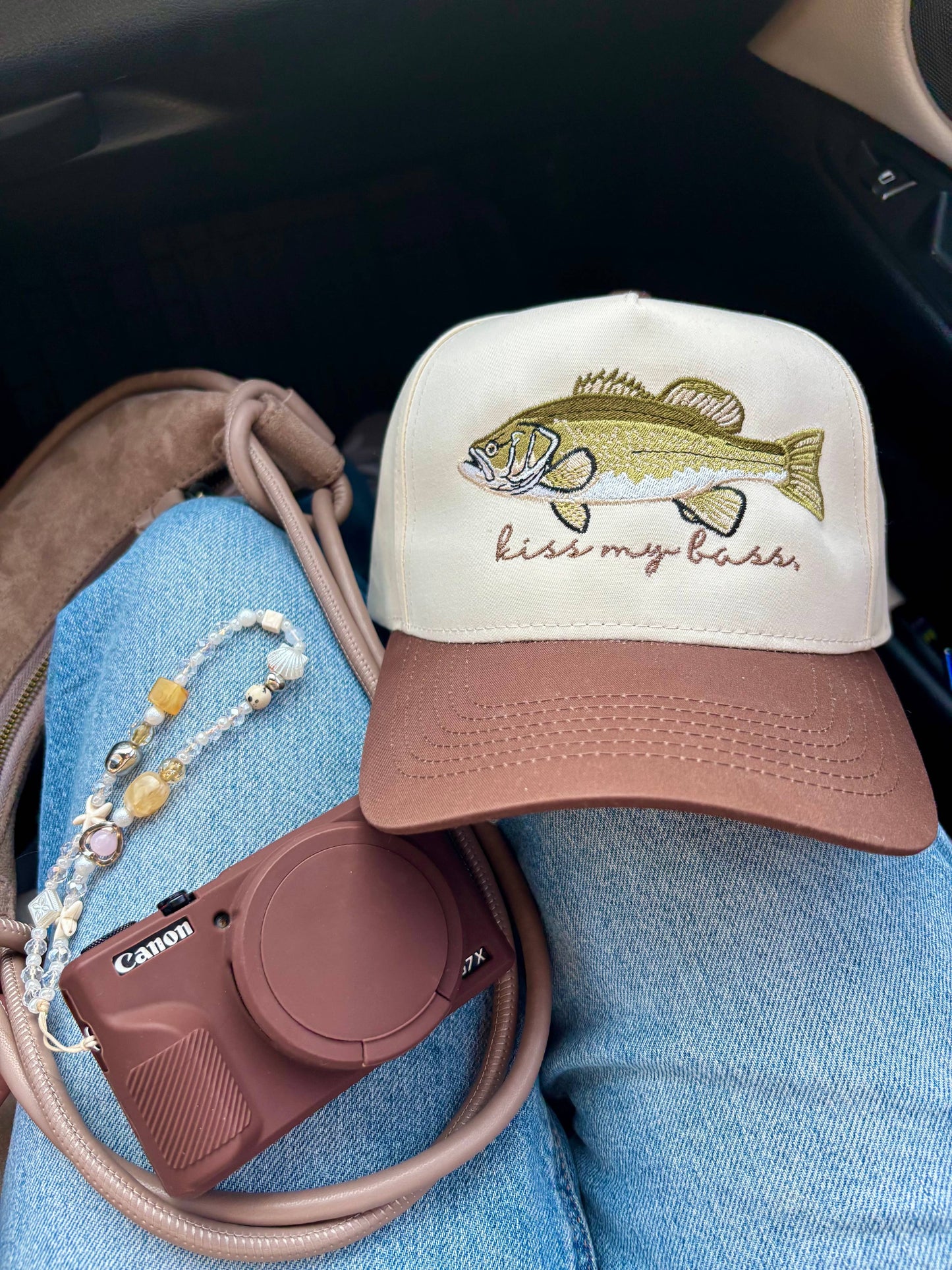 Kiss My Bass Embroidered Fishing Hat