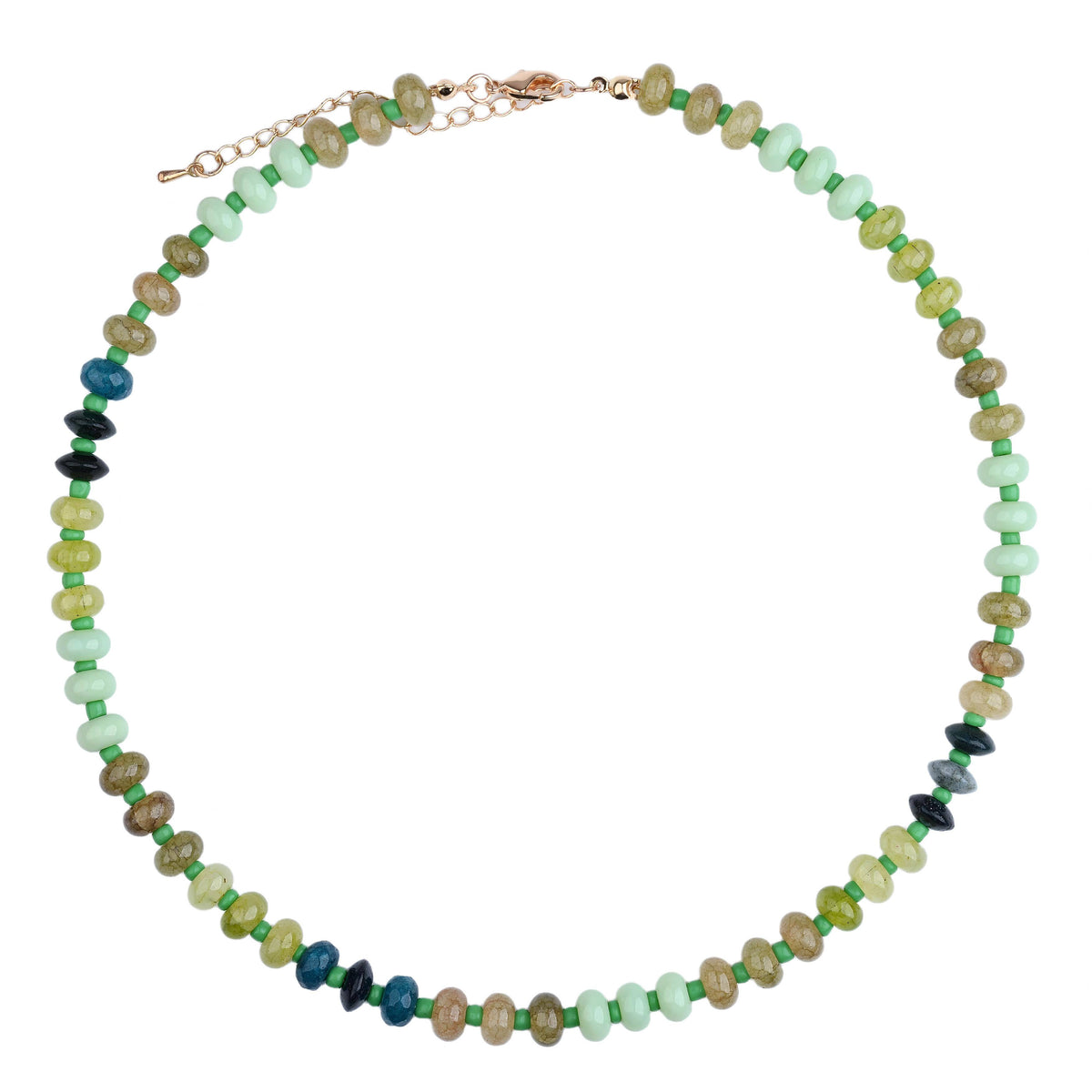 Green Olive Colorful Natural Stone Necklace Waterproof